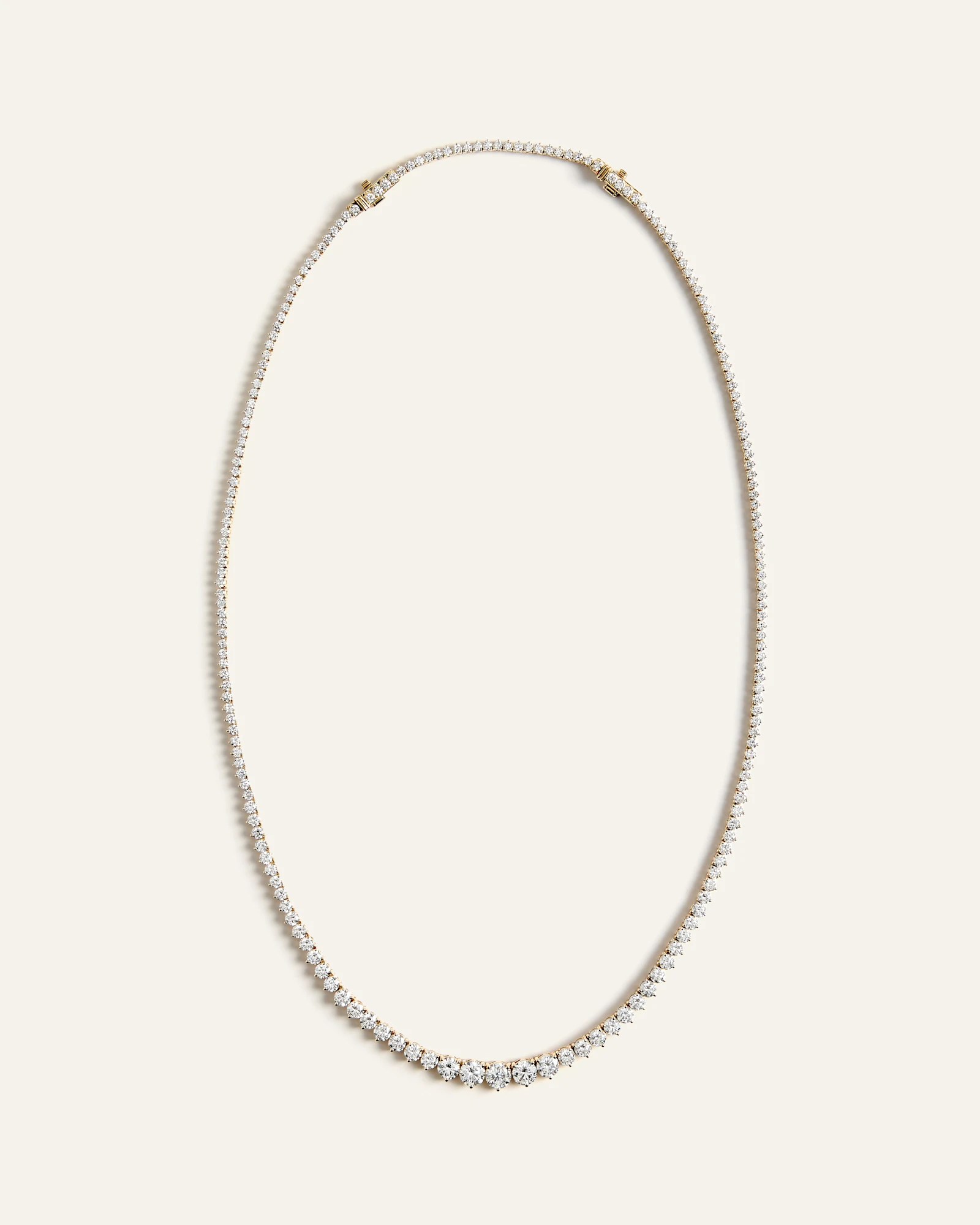 14K Gold Lab Grown Diamond Graduated Tennis Necklace - 10ctw