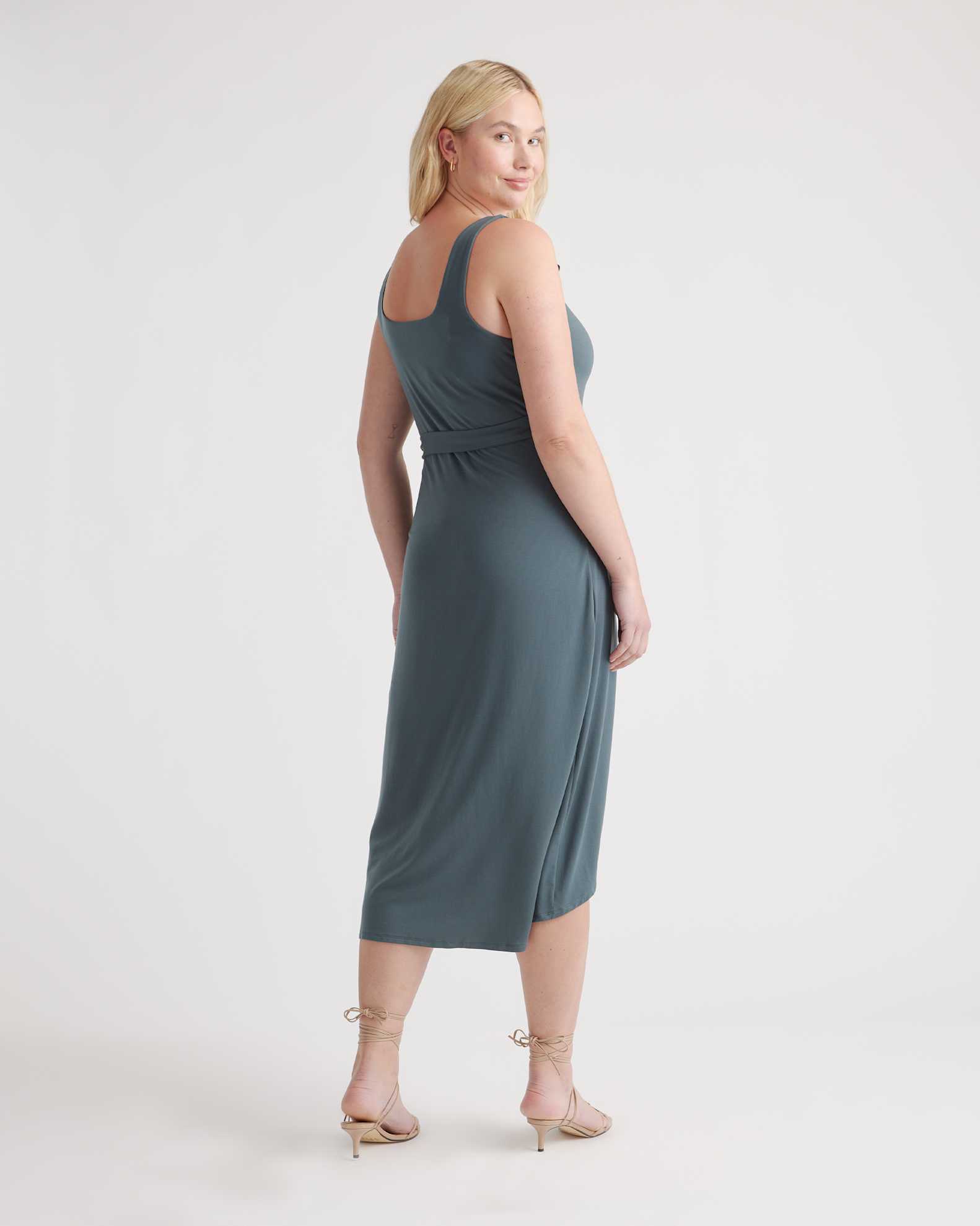 tencel jersey side tie midi dress Tencel Jersey Side Tie Dress