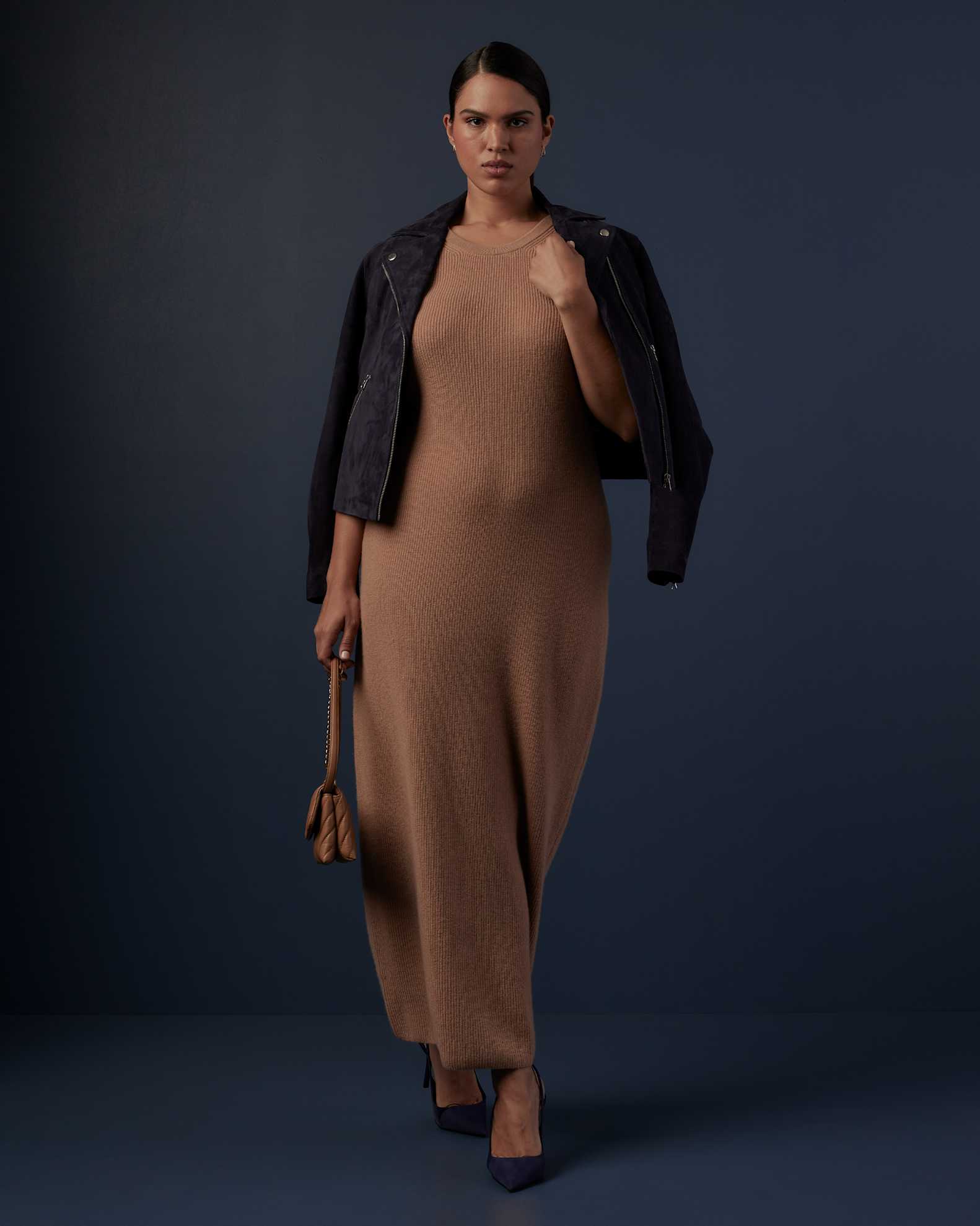 Lightweight Mongolian Cashmere Sleeveless Midi Sweater Dress Lightweight Mongolian Cashmere Sleeveless Midi Sweater Dress