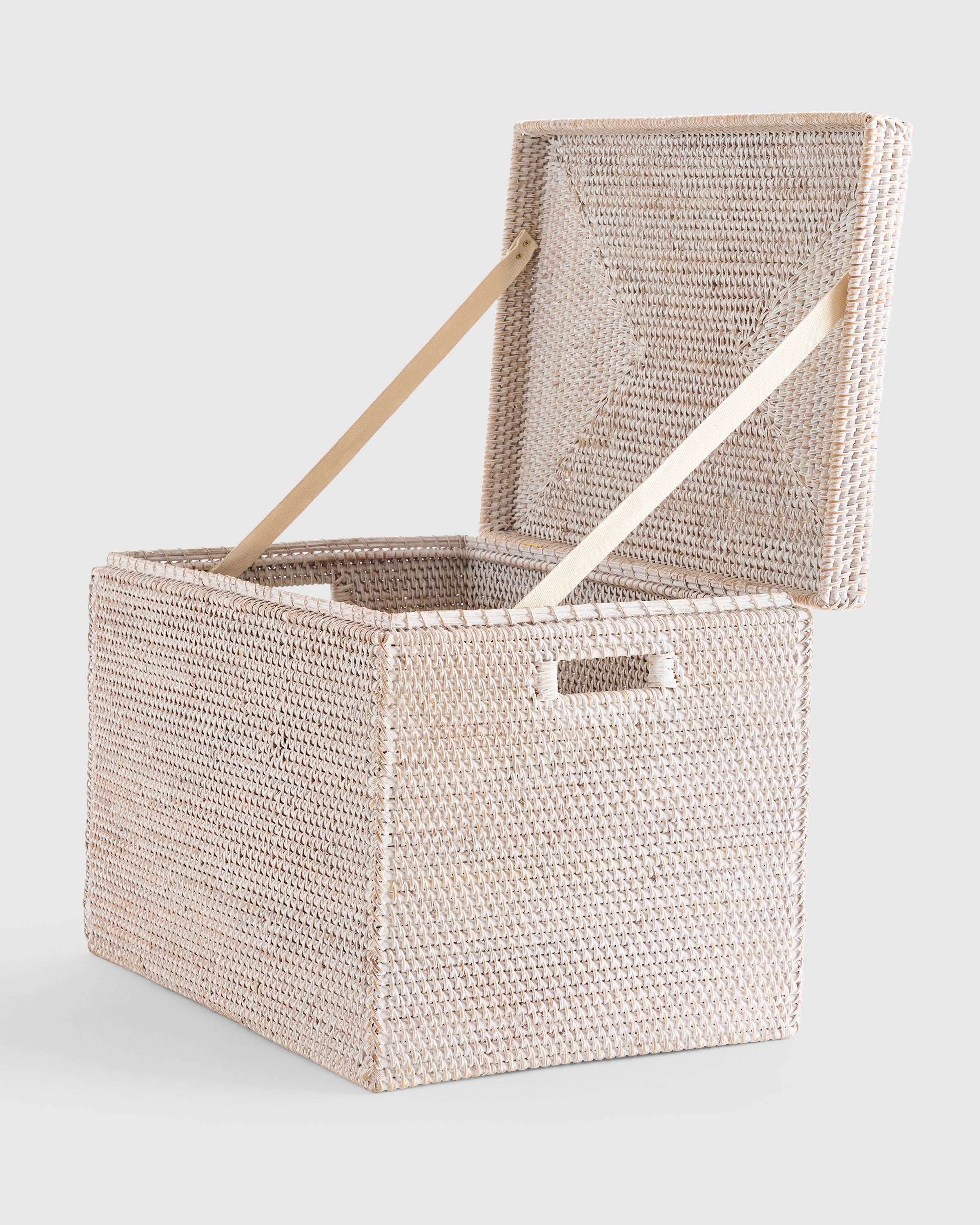 White Wash Handwoven Rattan Storage Chest