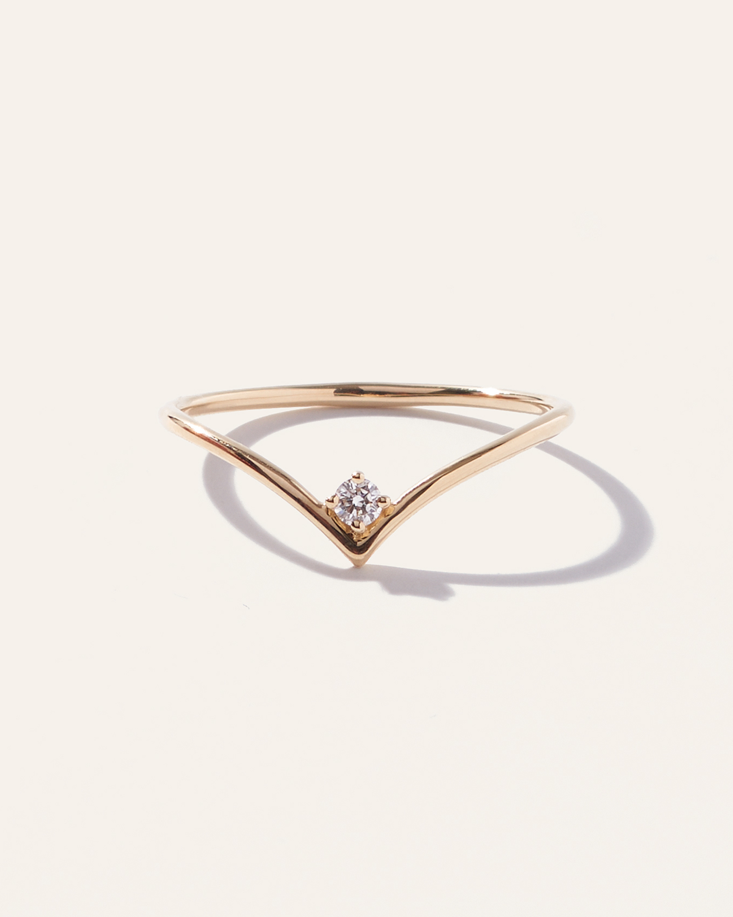 Yellow Gold 14K Gold Solitaire Diamond Chevron Ring