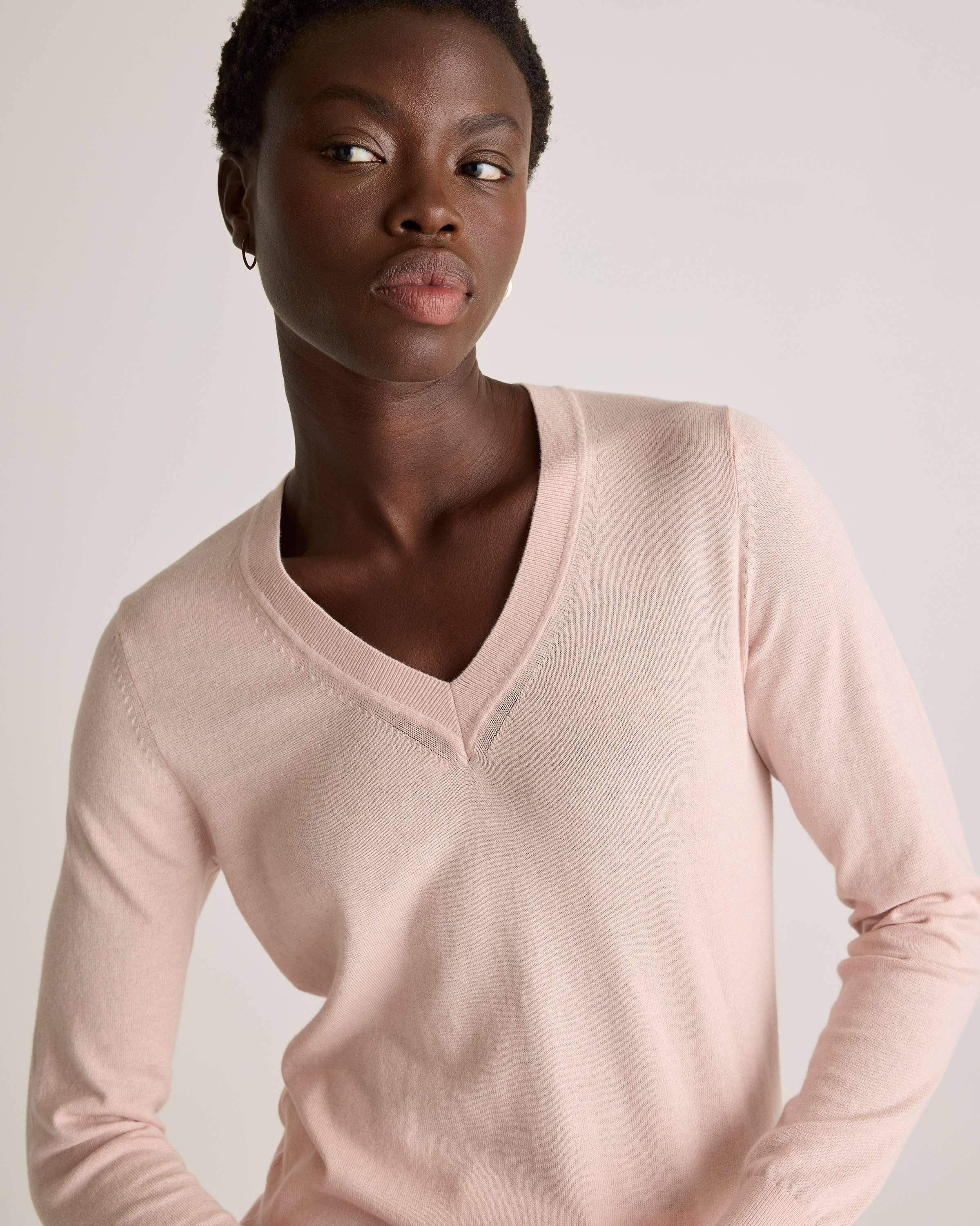 Lightweight Cotton Cashmere V-Neck Sweater