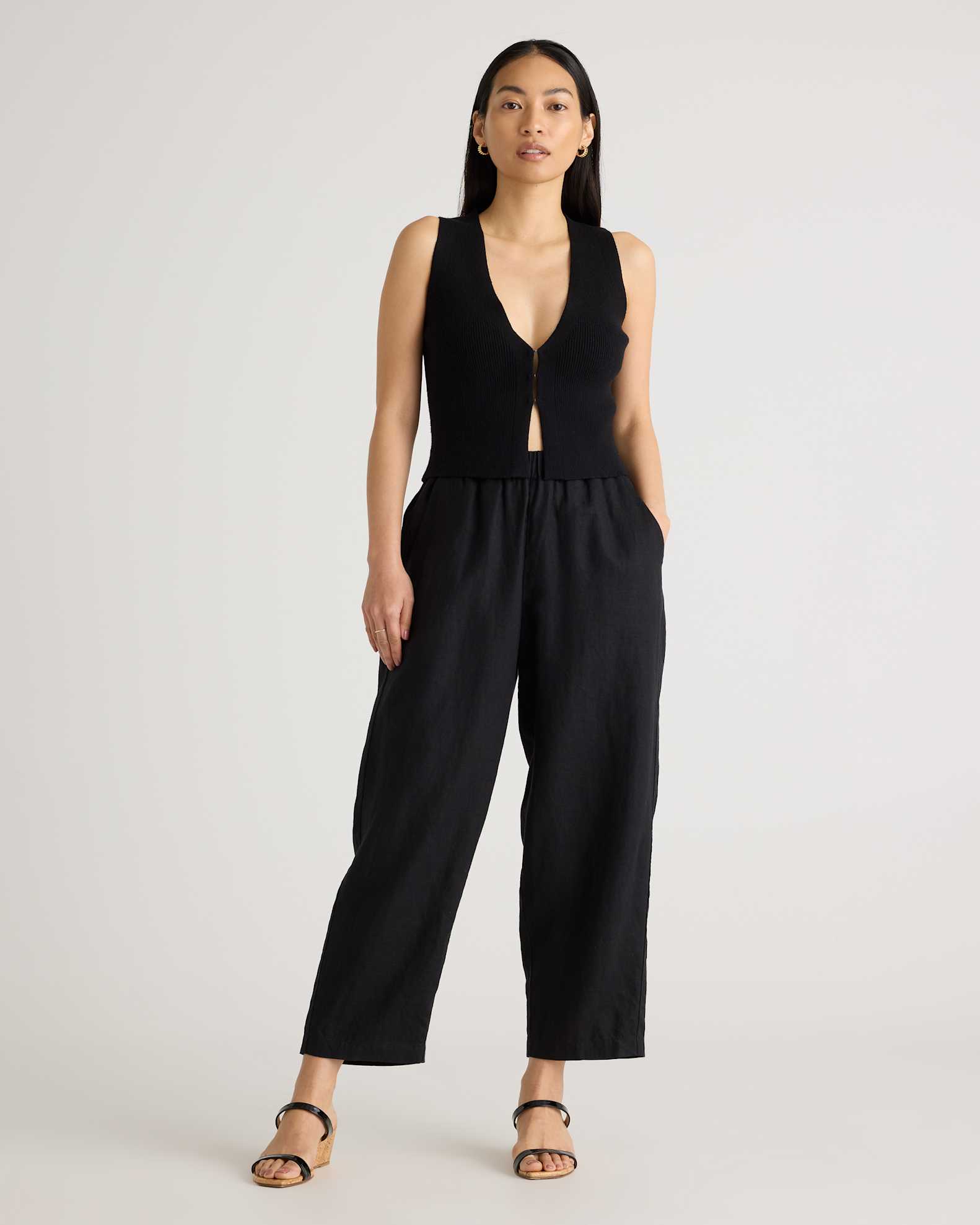 Women's Linen Pants in Black, Size Large by Quince Women's Linen Pants in Black, Size Large by Quince