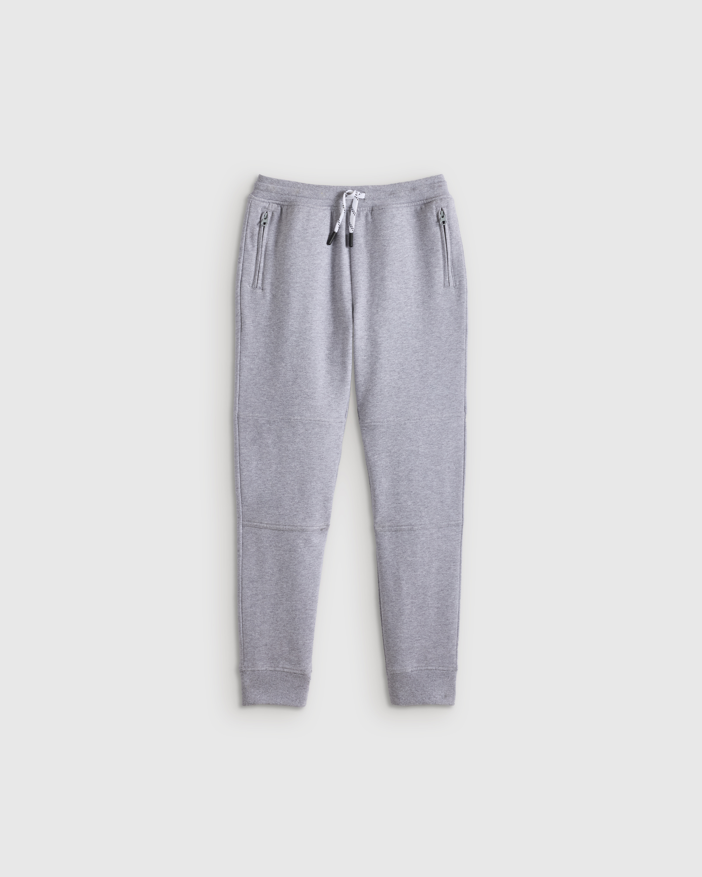 Heather Grey Organic Cotton French Terry Reinforced Knee Slim Jogger