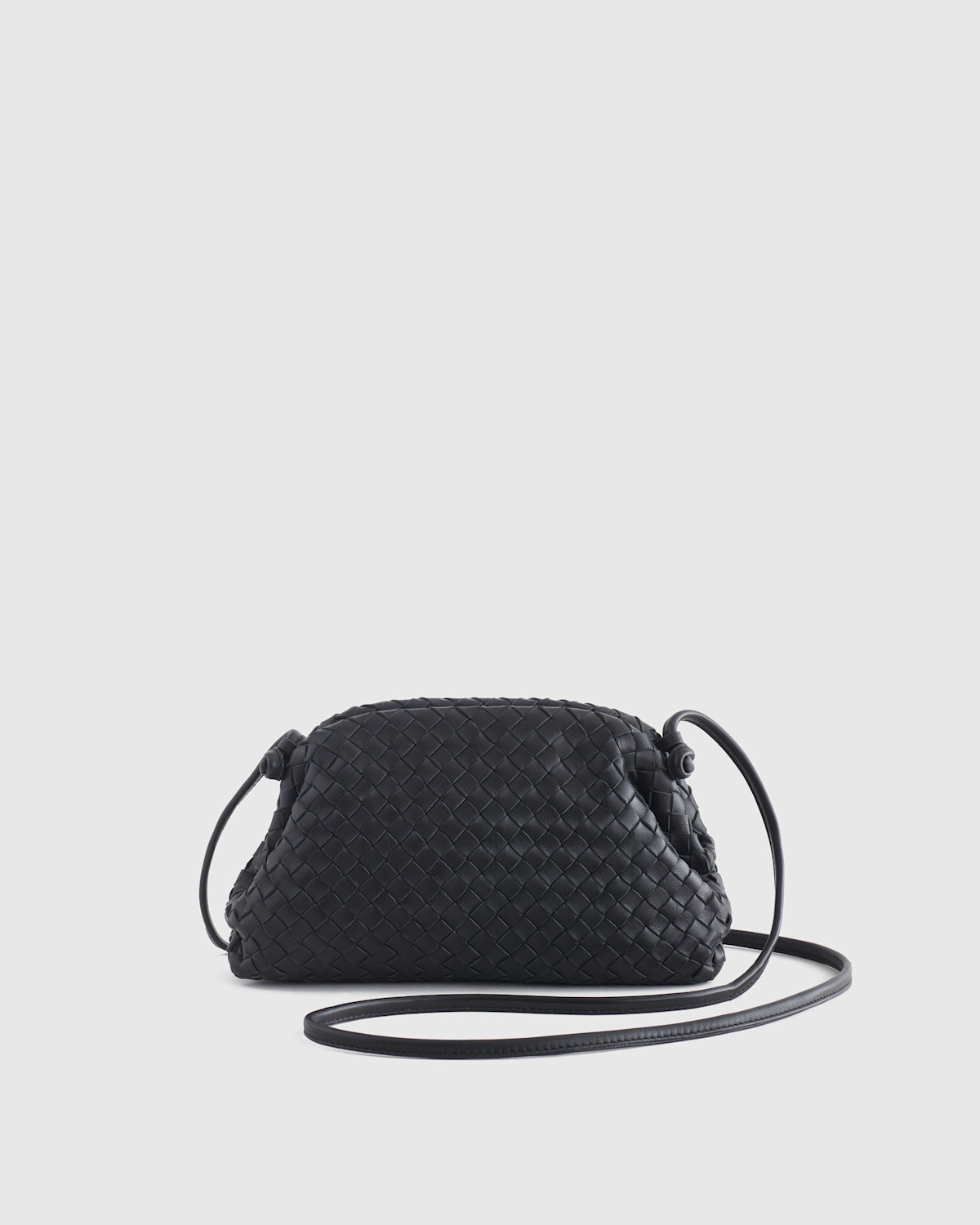 Quince Italian Leather Handwoven Pouch Crossbody Clutch in Black