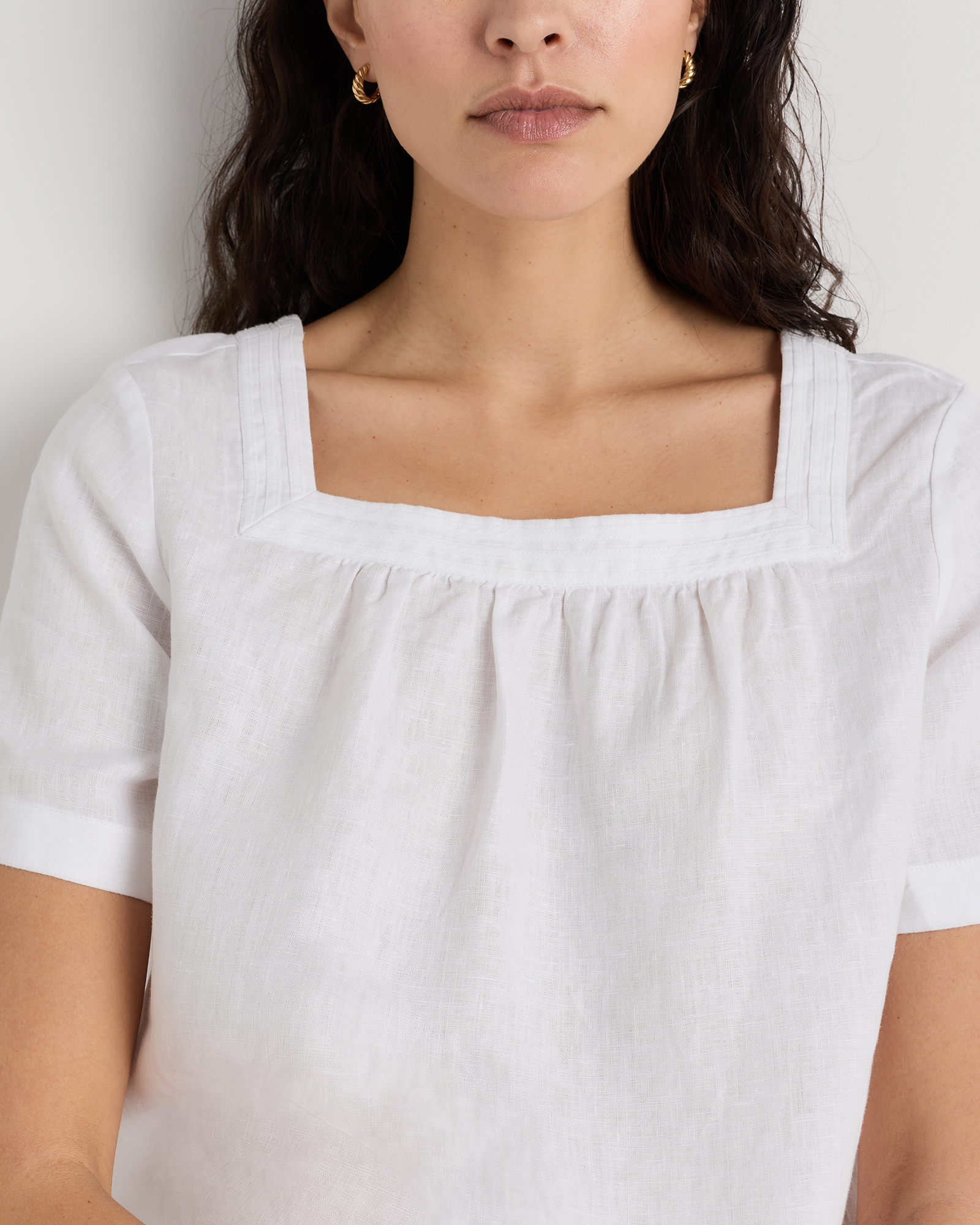 100% European Linen Square Neck Swing Top