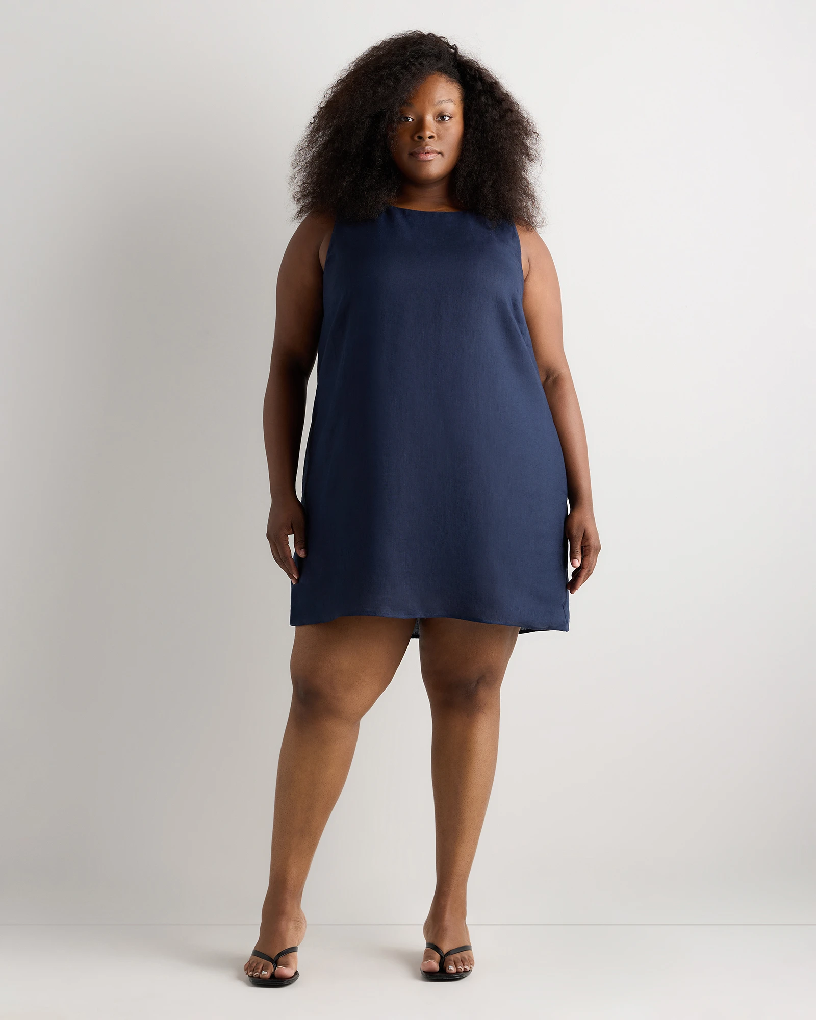 100% European Linen Tank Mini Dress - Plus Sizes