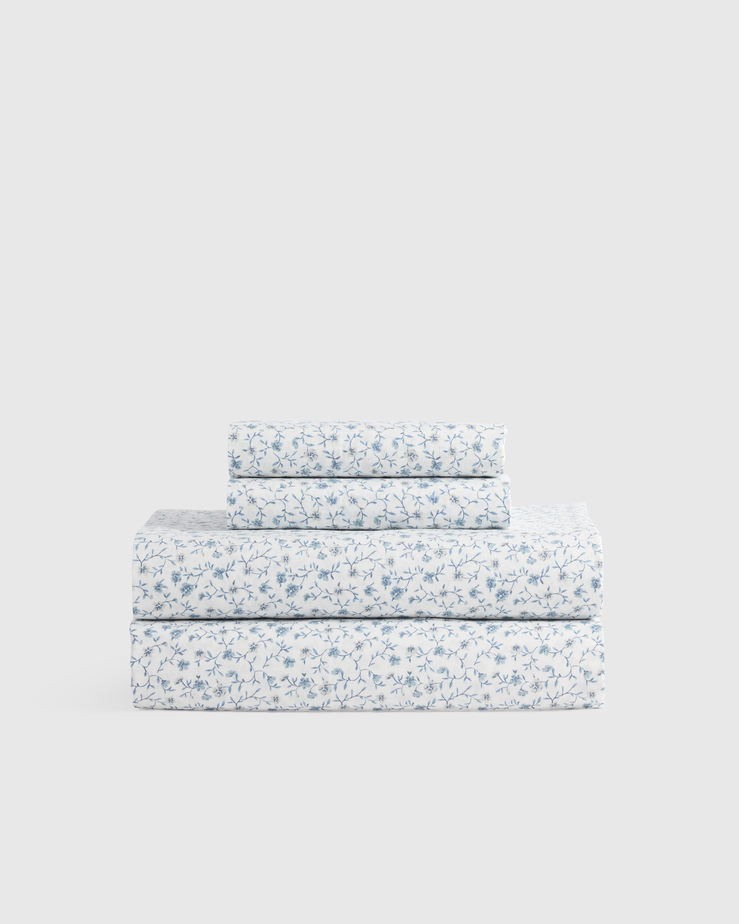 Blue Florette Classic Organic Percale Floral Sheet Set