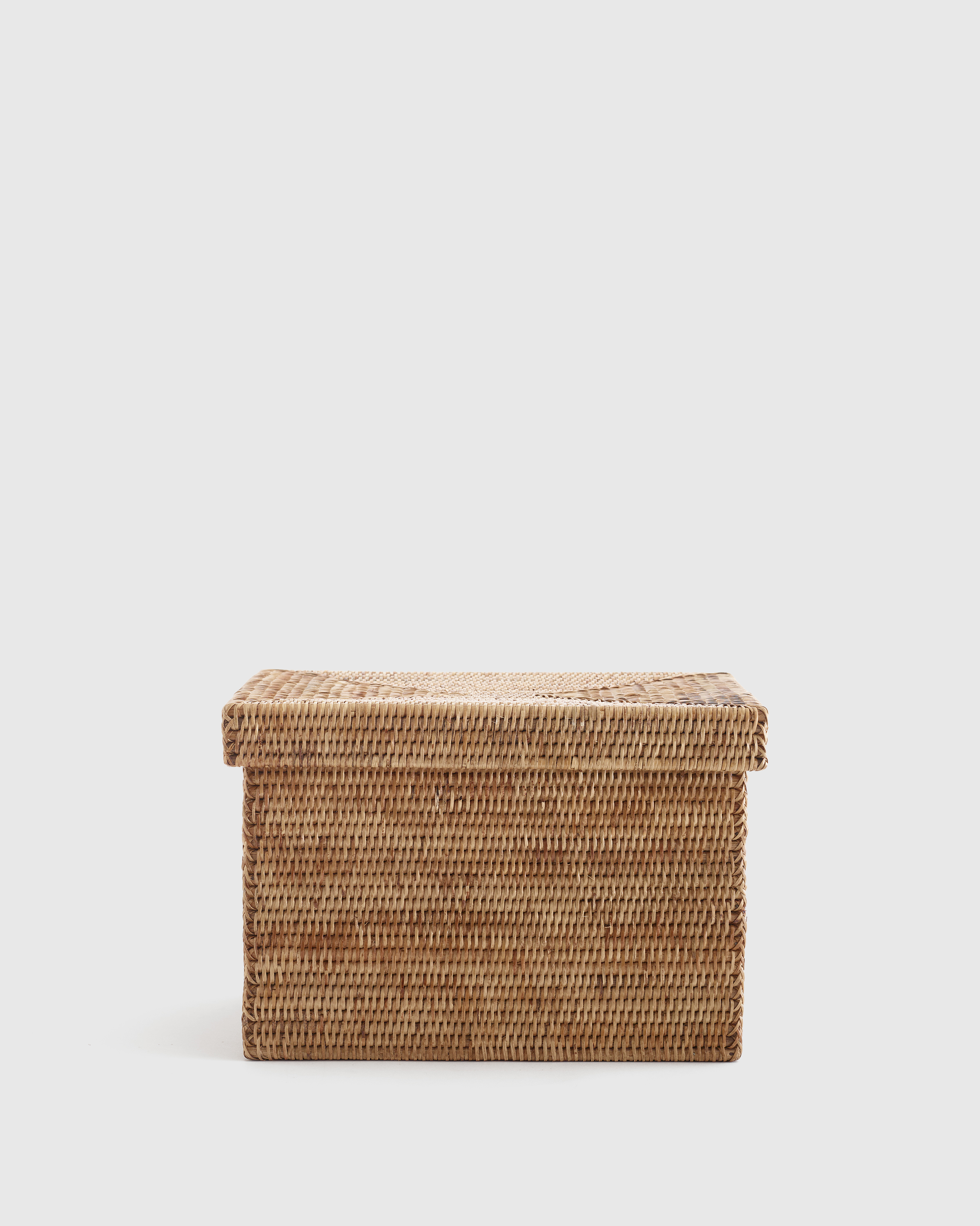 Honey Handwoven Rattan Storage Box with Lid