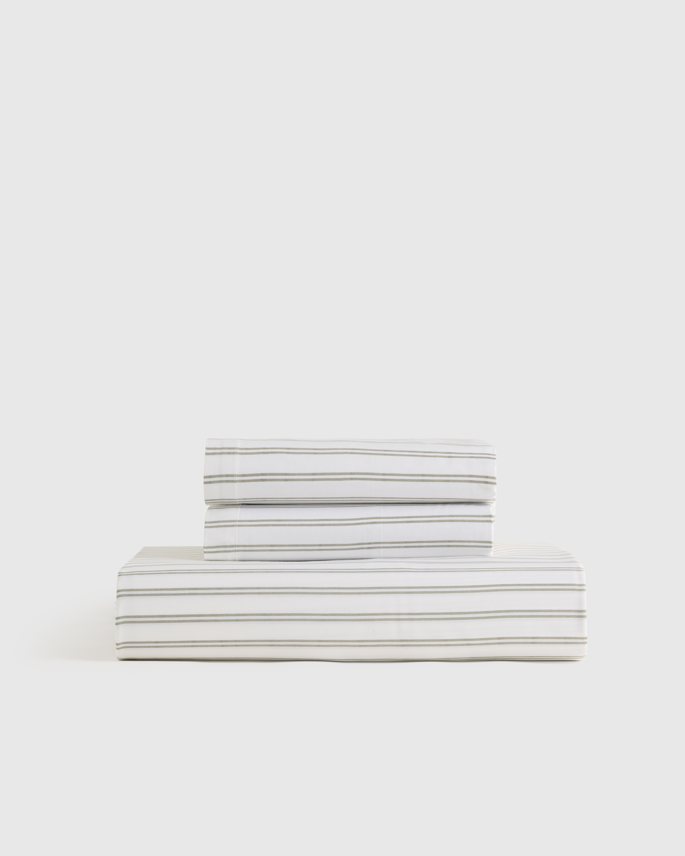 Double Stripe Sage Bamboo Stripe Fitted Sheet Set