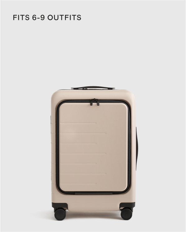 Tan Front Pocket Carry-On Suitcase