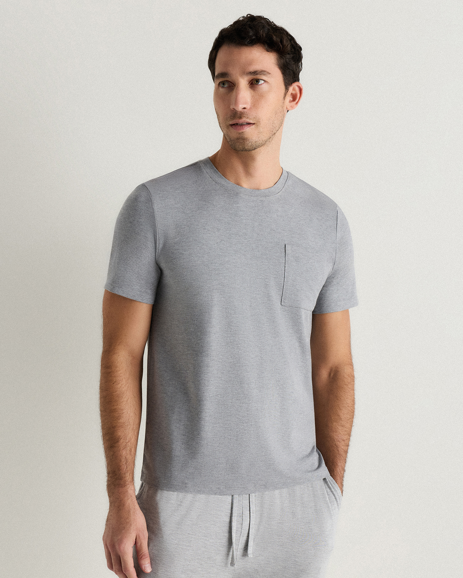 Heather Grey Bamboo Jersey Relaxed Lounge Tee