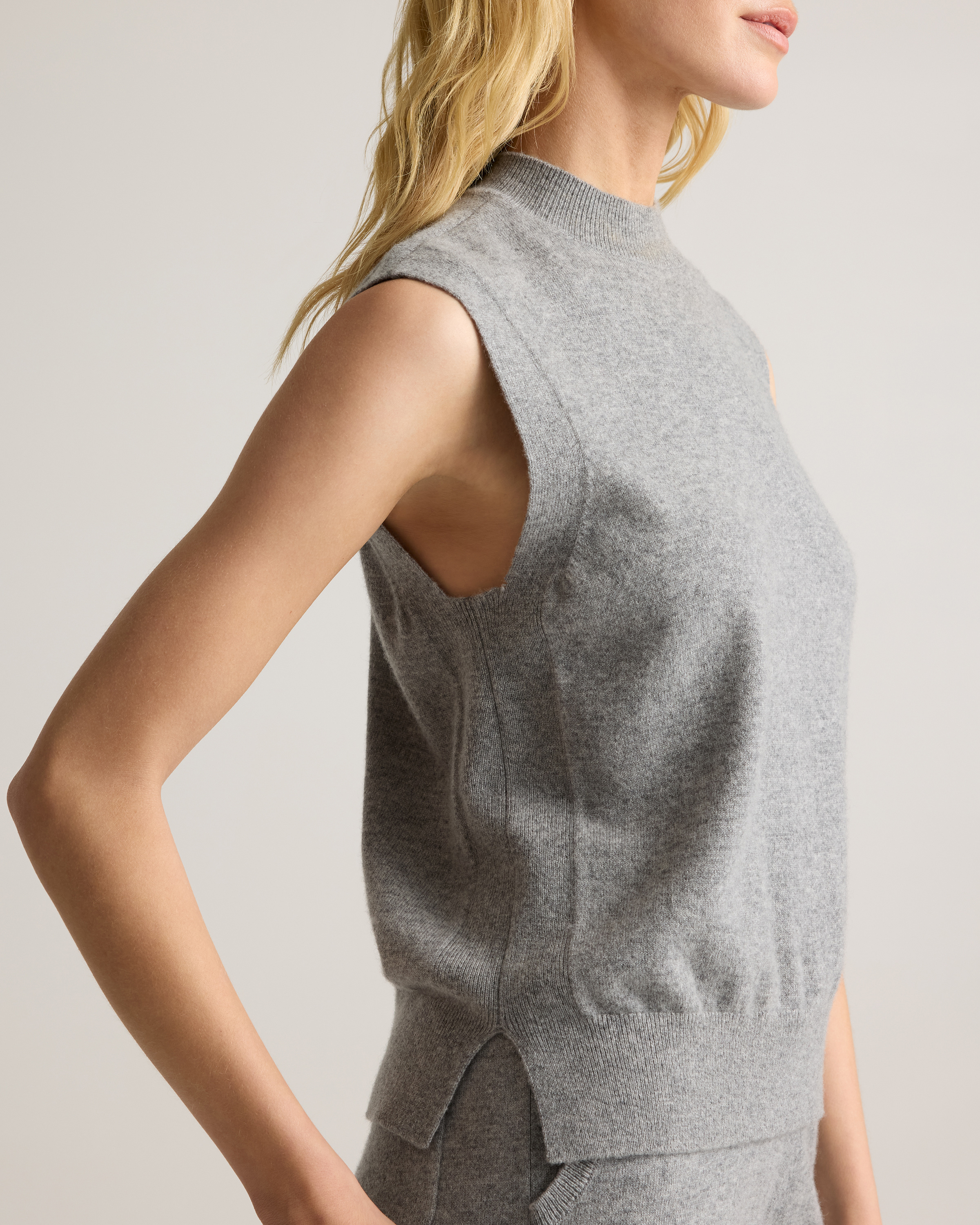 Mongolian Cashmere Mock Neck Sweater Vest