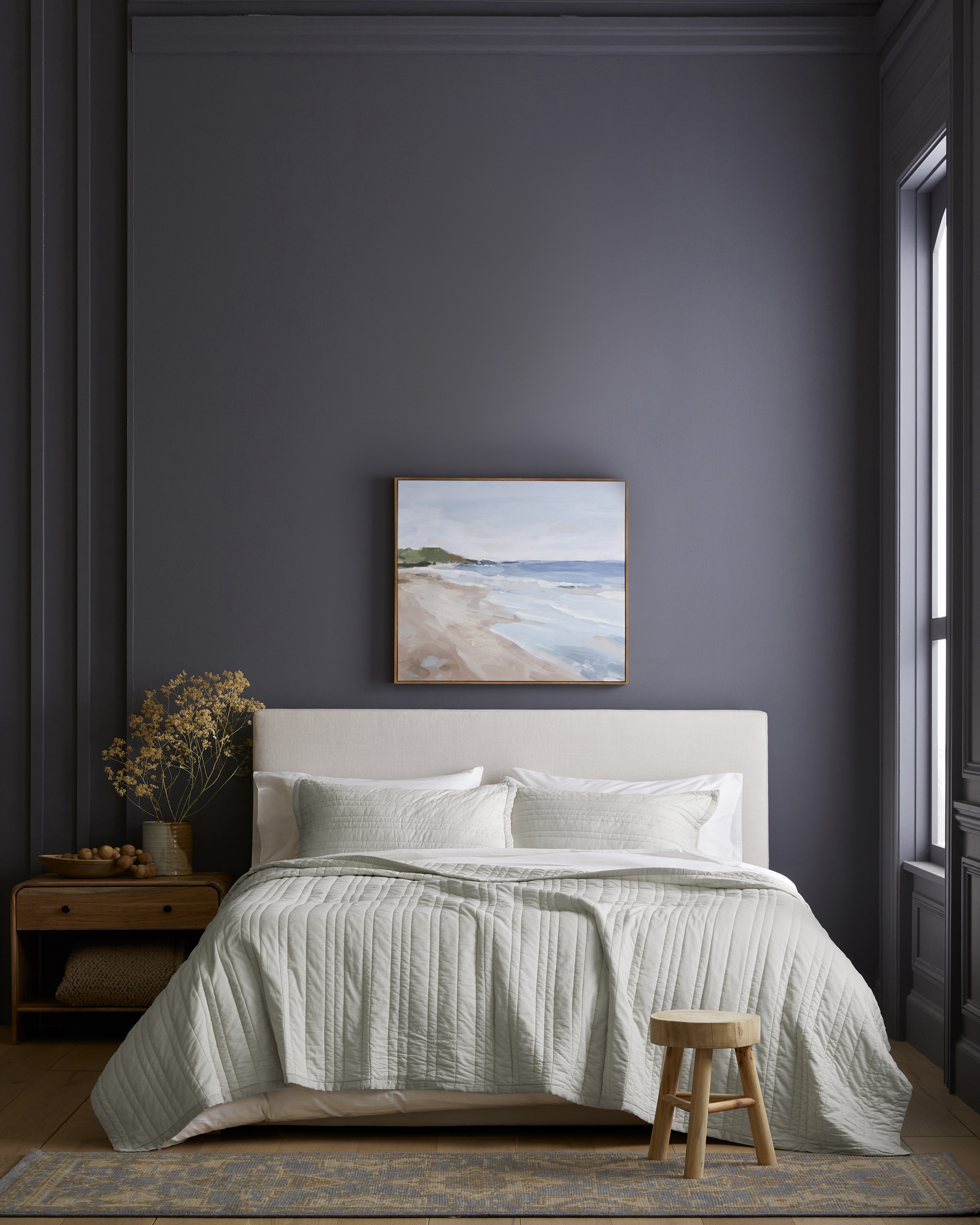 Light Grey Organic Cotton Stripe Stitch Quilt Set