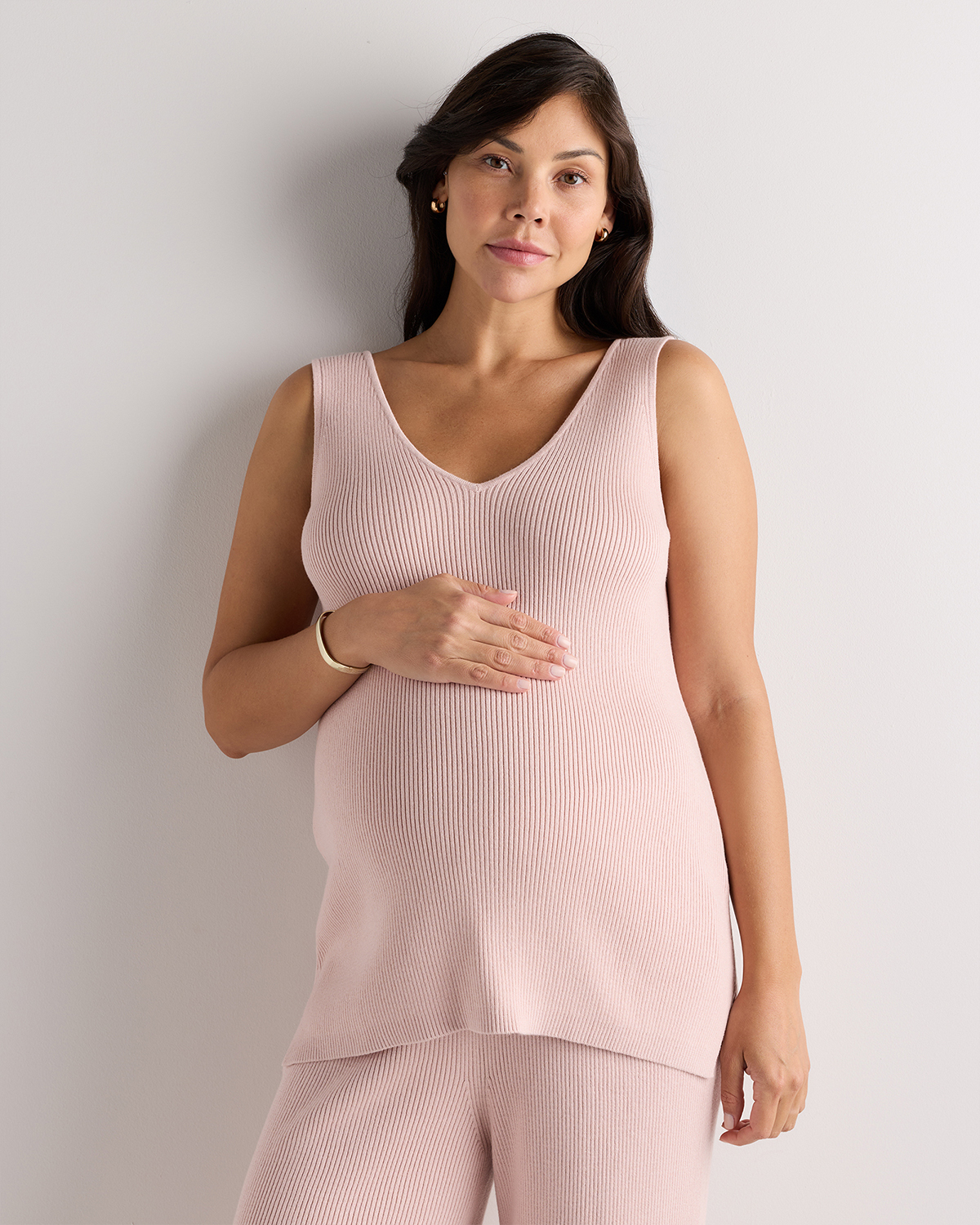 Sugar Stone Cotton Cashmere Maternity and Nursing V-Neck Tank
