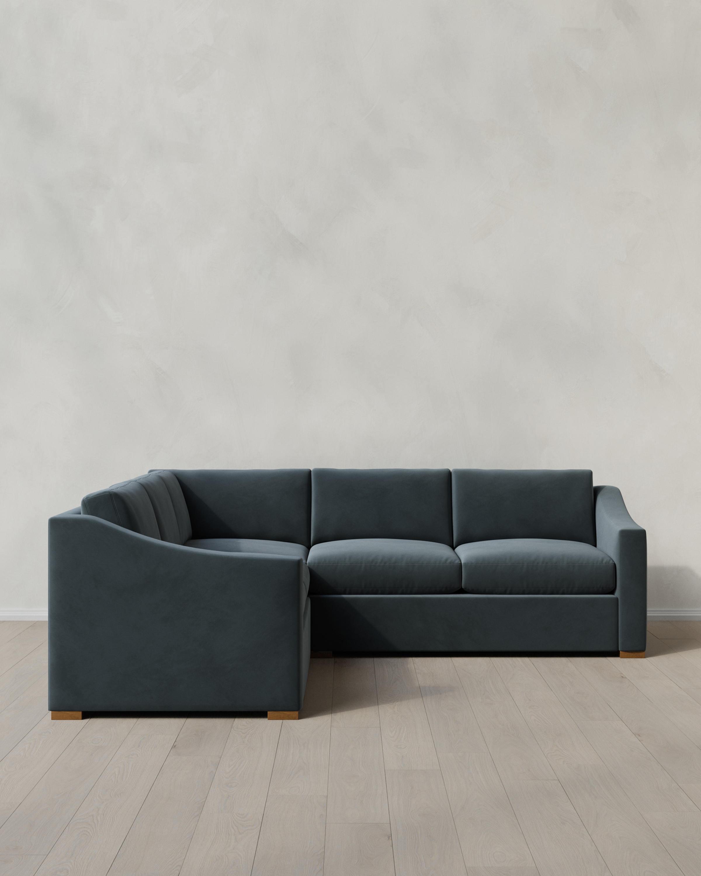 Pine Hollis Slope Arm L Sectional in Performance Velvet