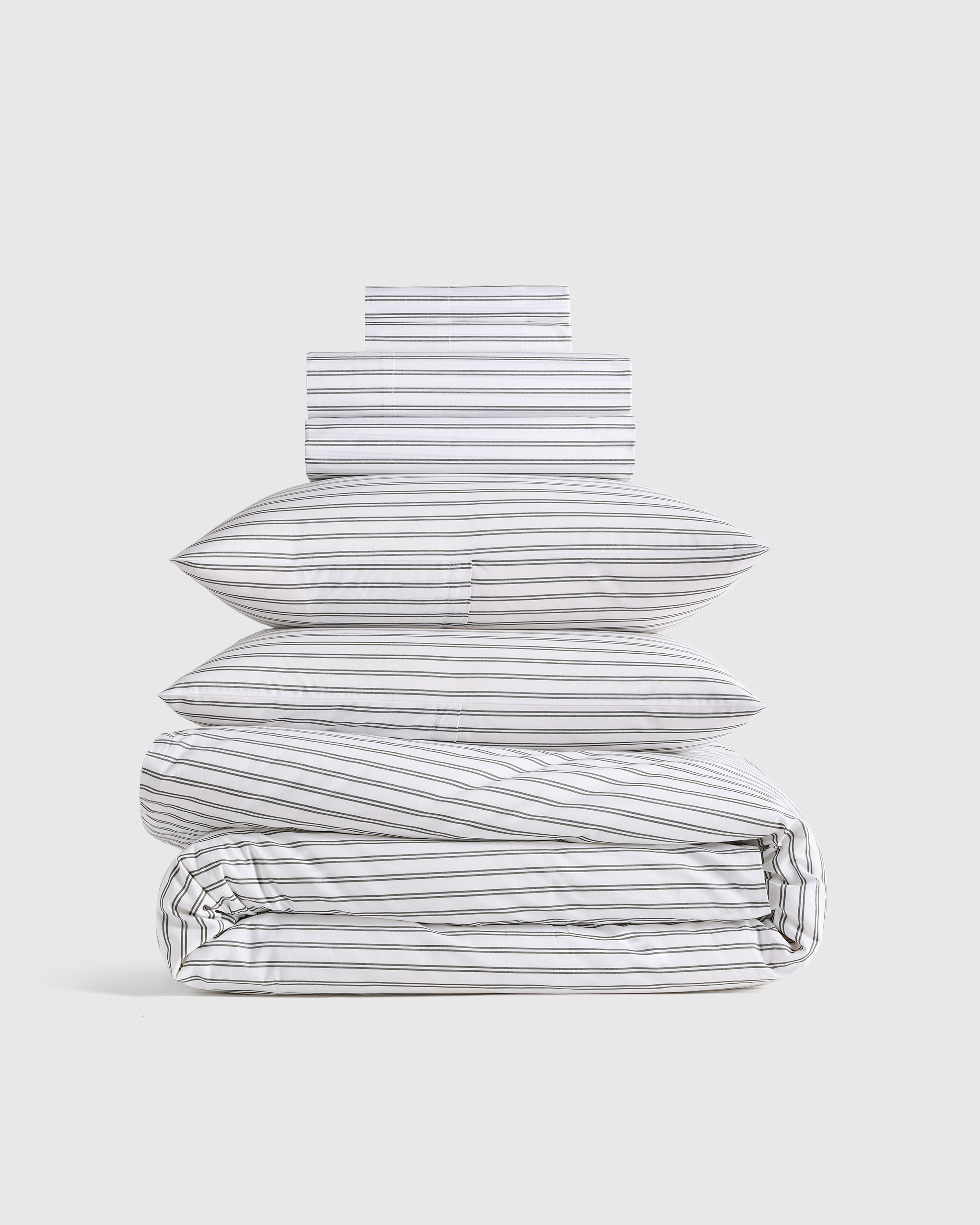 Double Stripe Pine Classic Organic Percale Deluxe Bedding Bundle