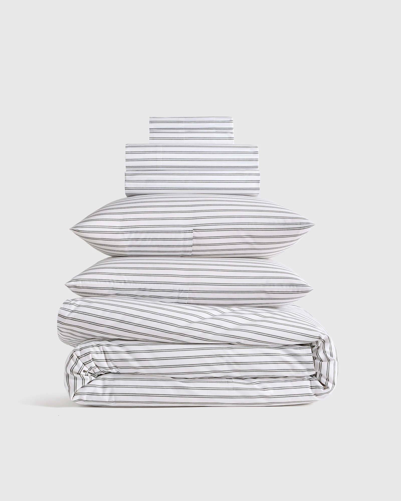 Organic Crisp Percale Double Stripe Deluxe Bedding Bundle