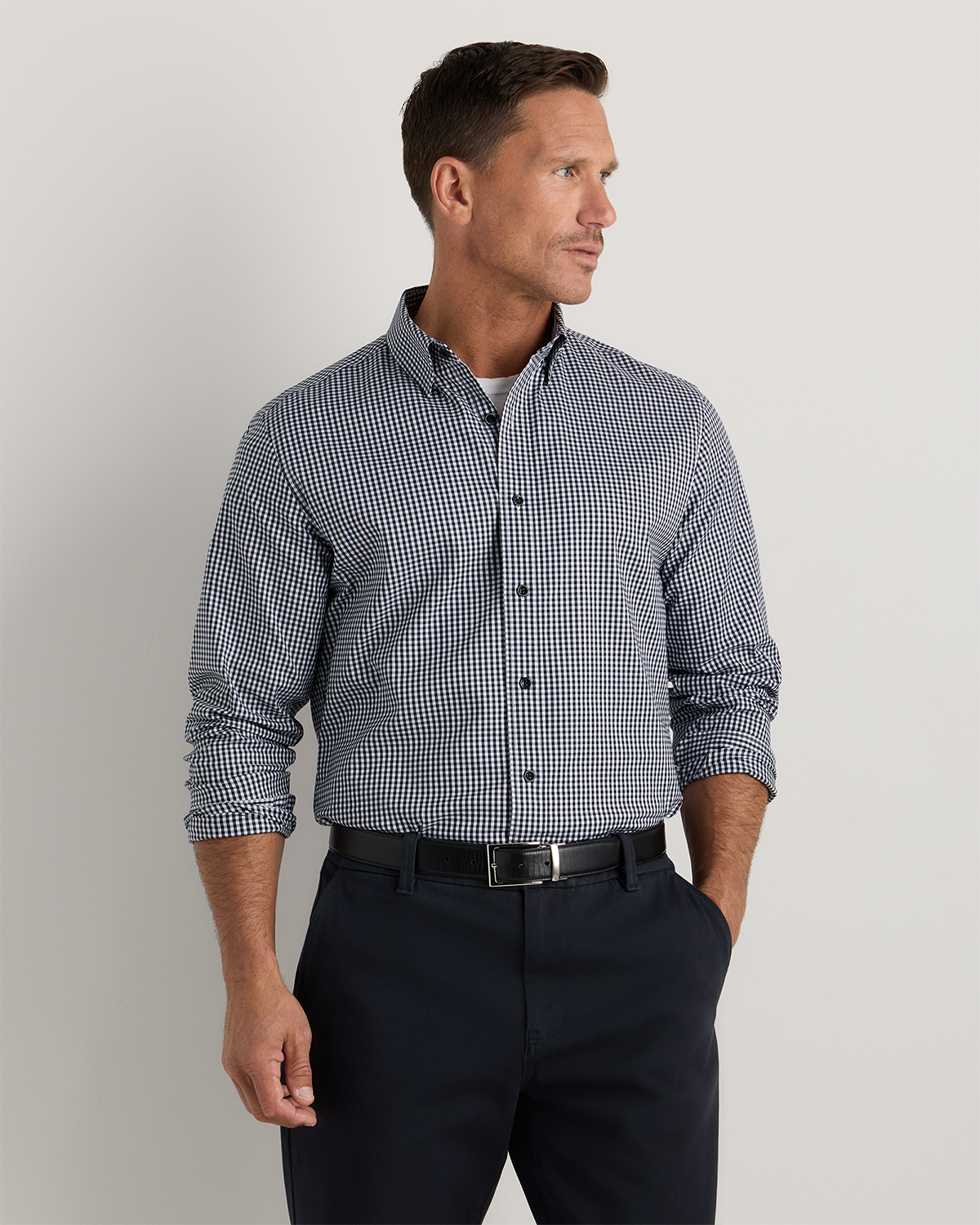 Blue Gingham Chemise en coton Supima et Tencel