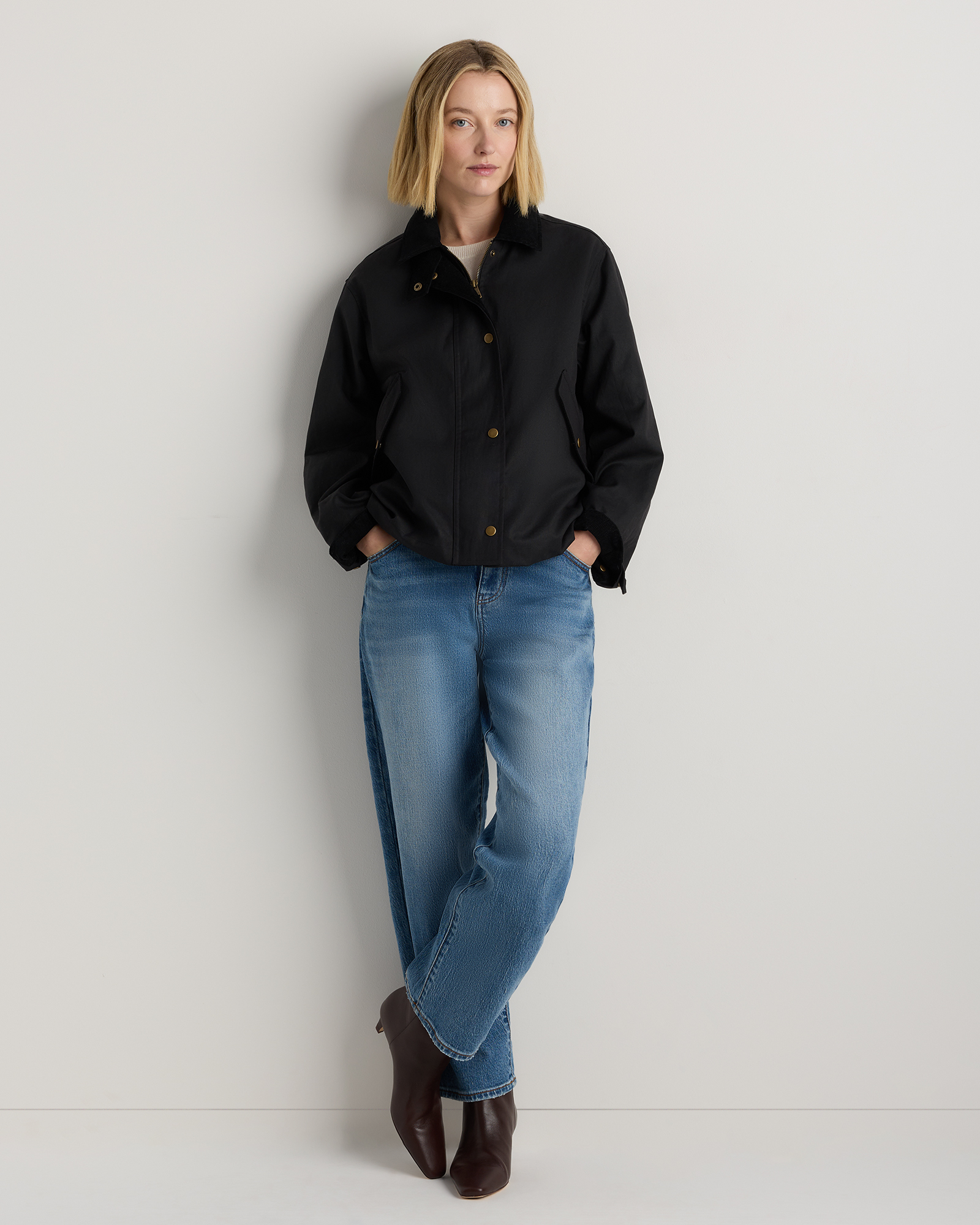 Organic Waxed Cotton Cropped Barn Jacket