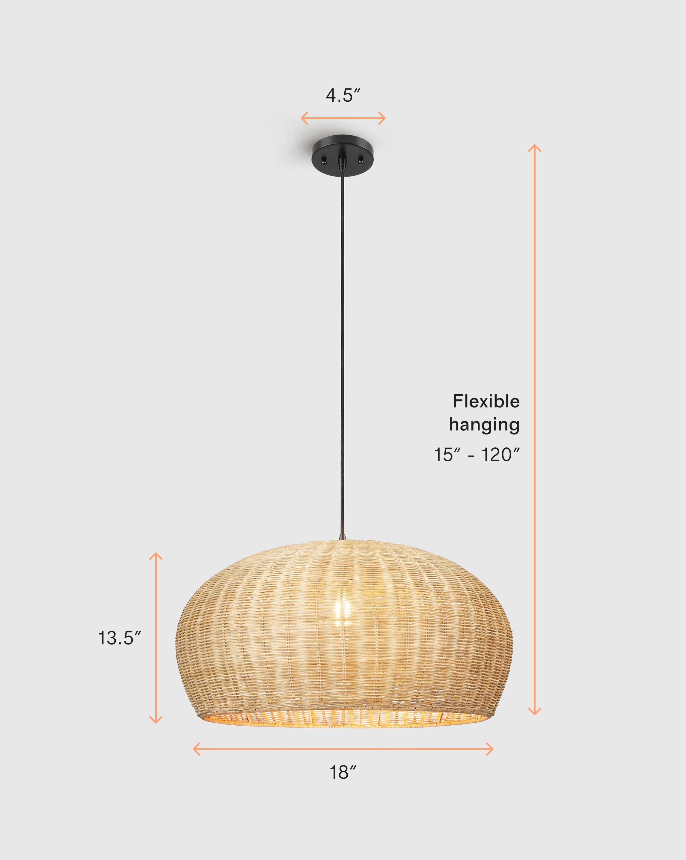 Quince Rattan Dome Pendant Light - Thumbnail 3