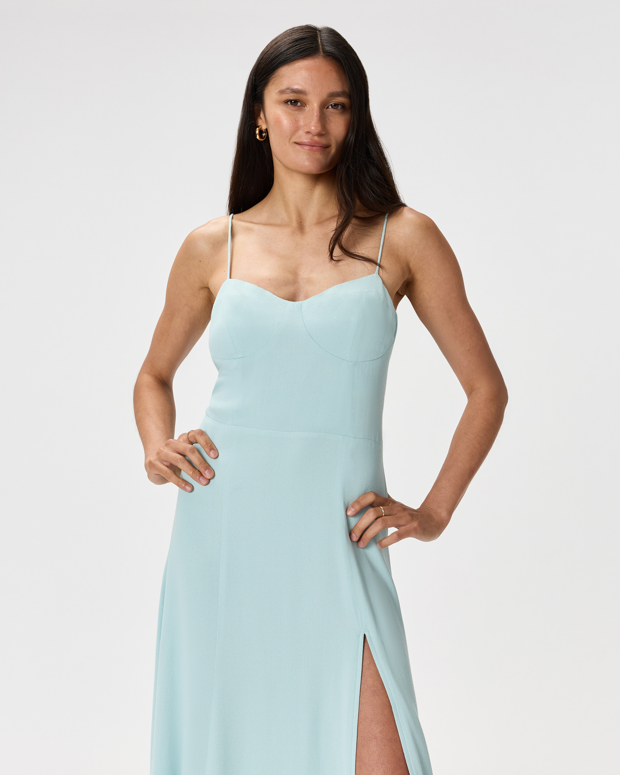 white christmas dresses Royal Blue Cotton Poplin V-Neck Gathered Midi Wrap Dress 64