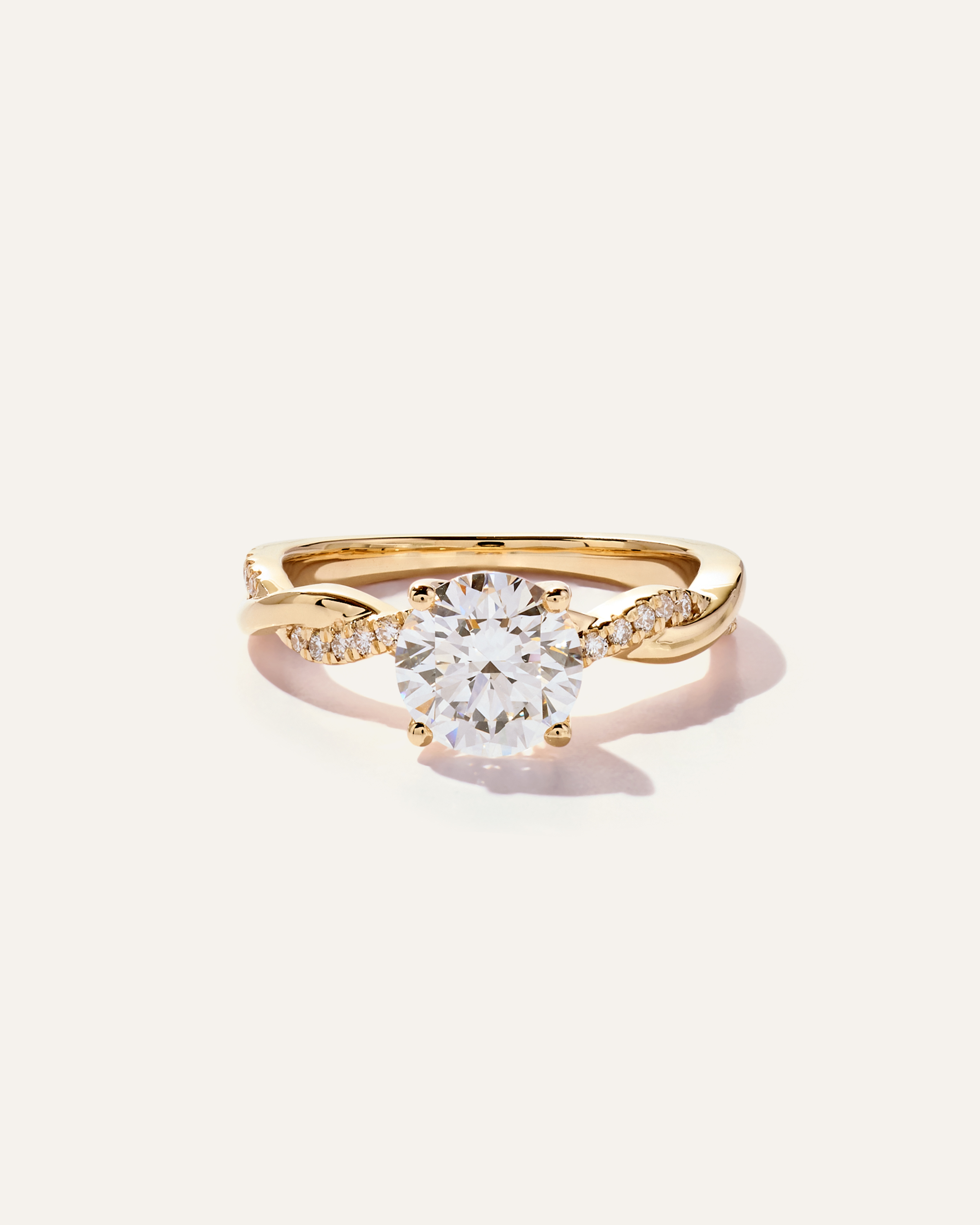 Yellow Gold Lab Grown Diamond Round Twisted Engagement Ring