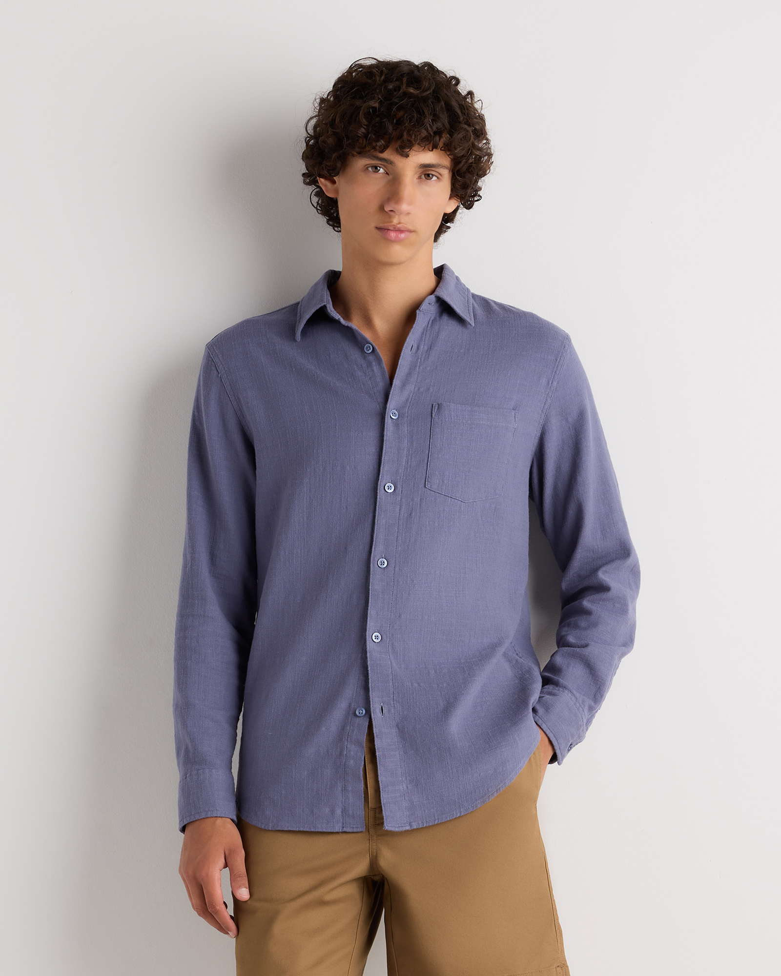Faded Indigo Organic Cotton Stretch Selvage Shirt