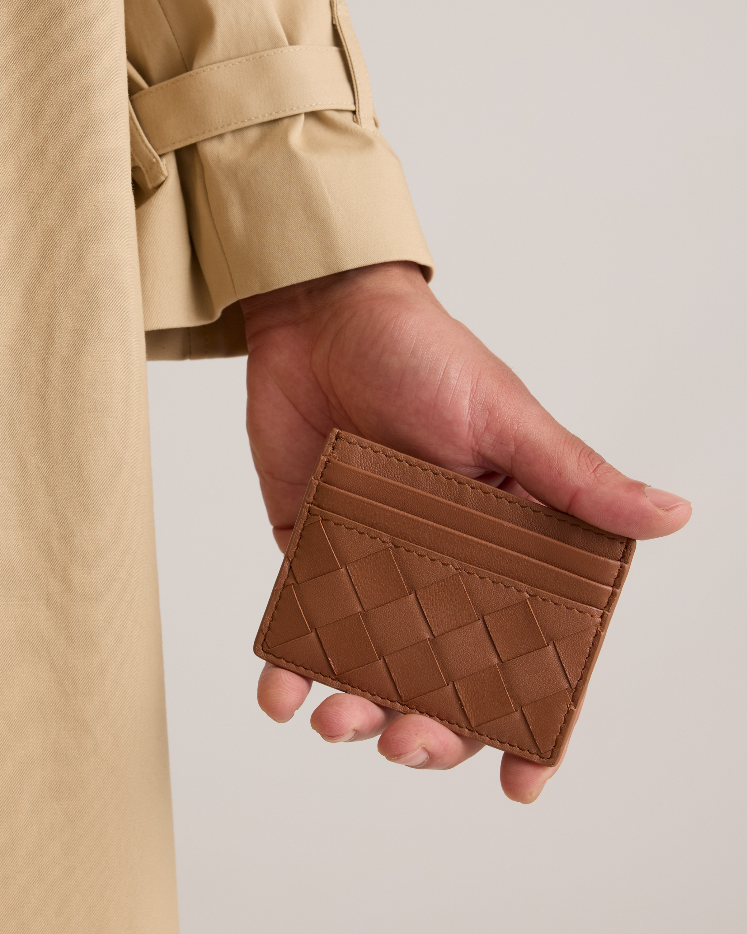 Italian Handwoven Leather Small Card Case
