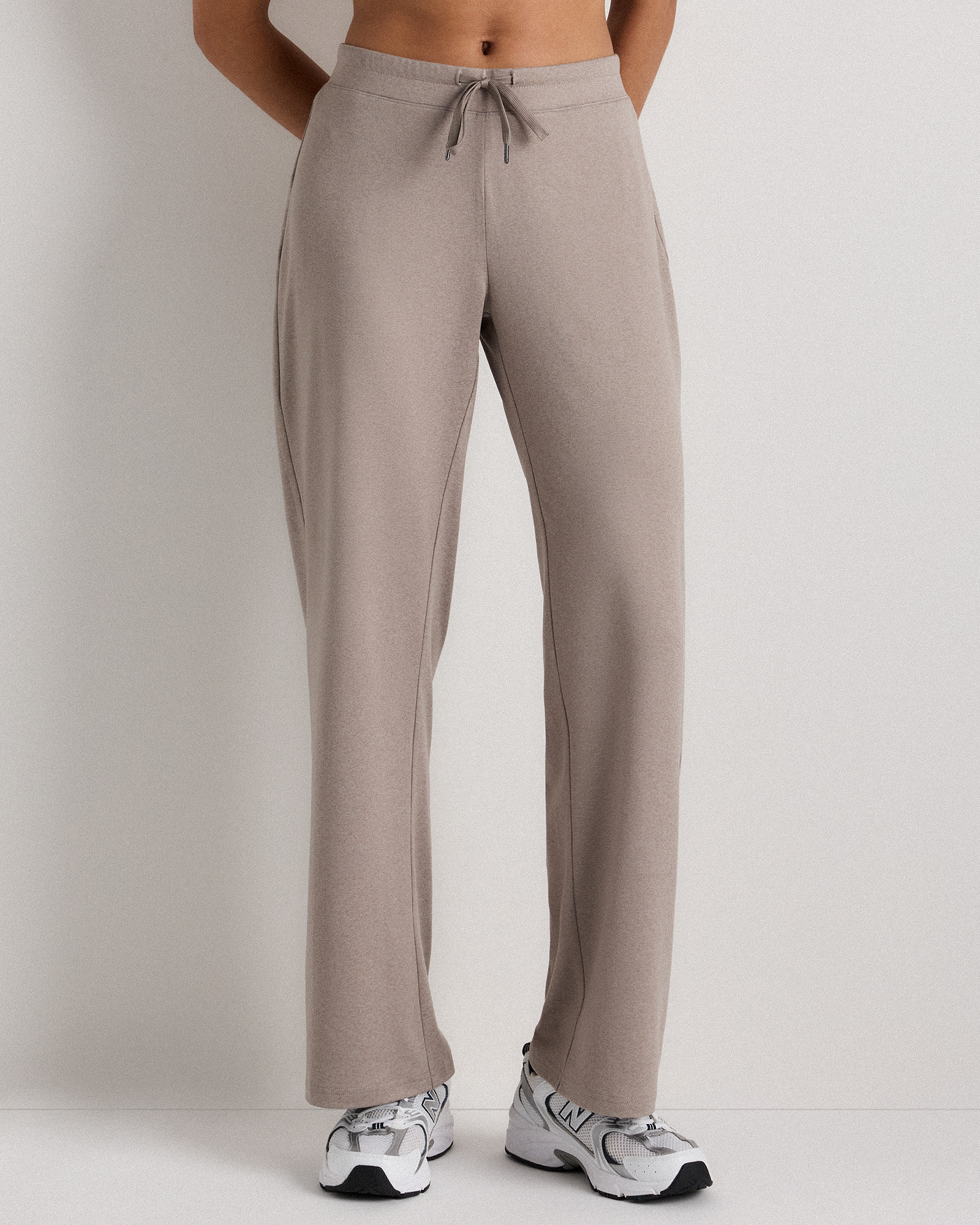Heather Morel Grey Flowknit Wide Leg Pants