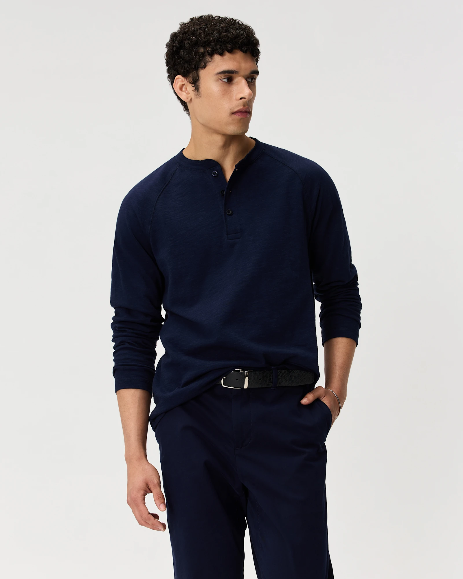 Organic Cotton Slub Long Sleeve Henley