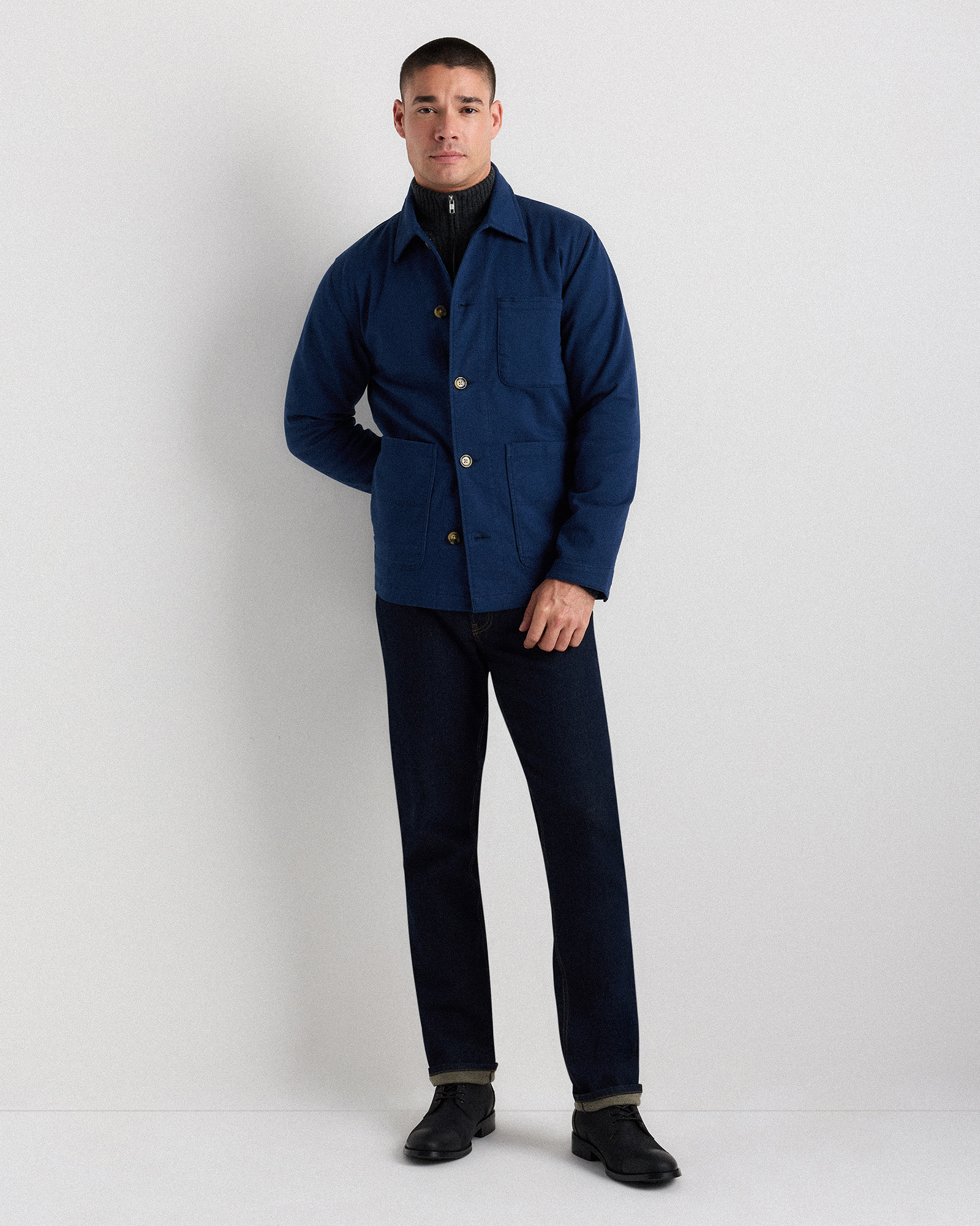 Organic Stretch Chore Jacket in Navy