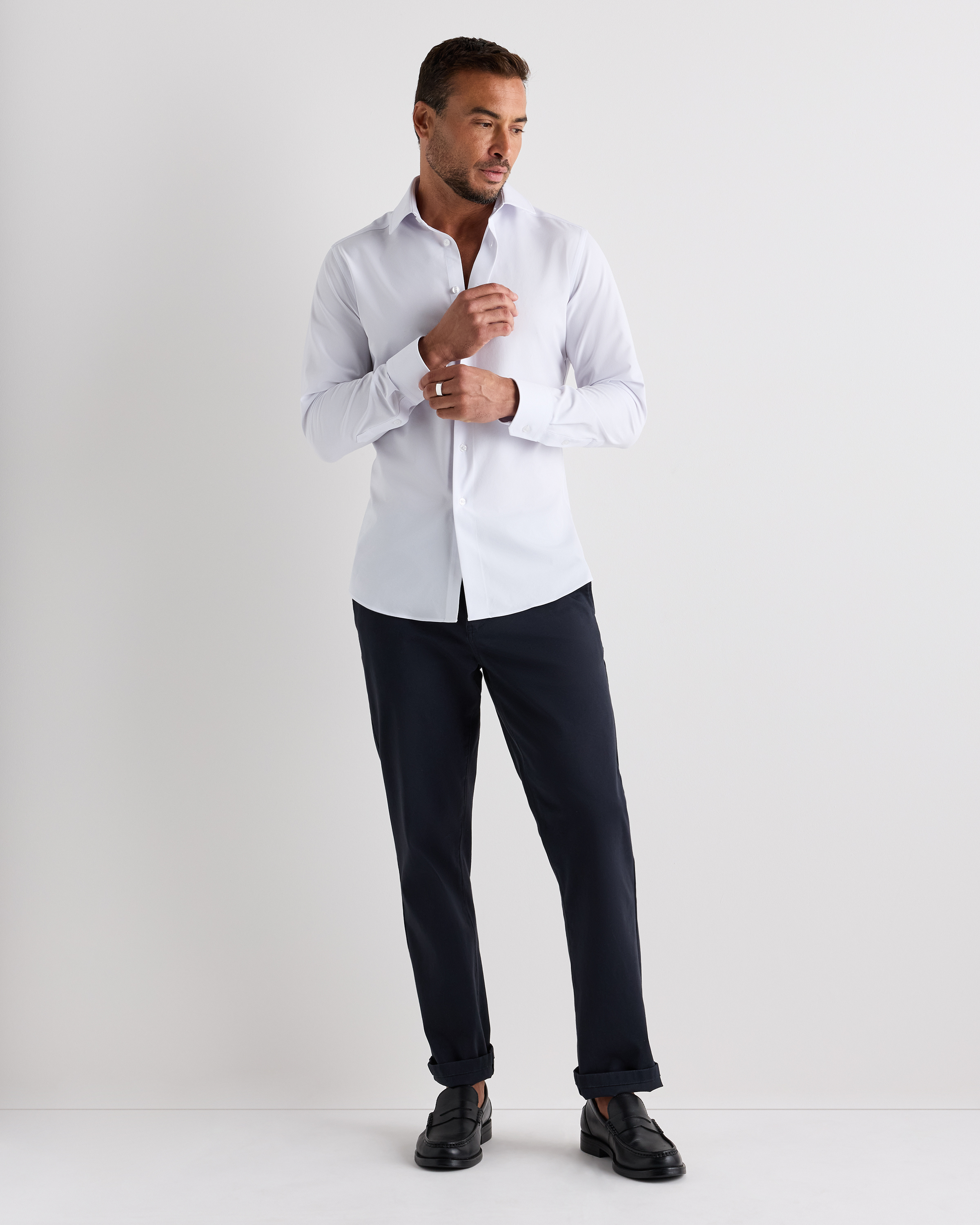 wrinkle free dress shirt Christopher Morris Mens Blue Cotton Stretch Classic Fit Wrinkle Free Dress Shirt, 16 1/2 / 36/37 main image 0
