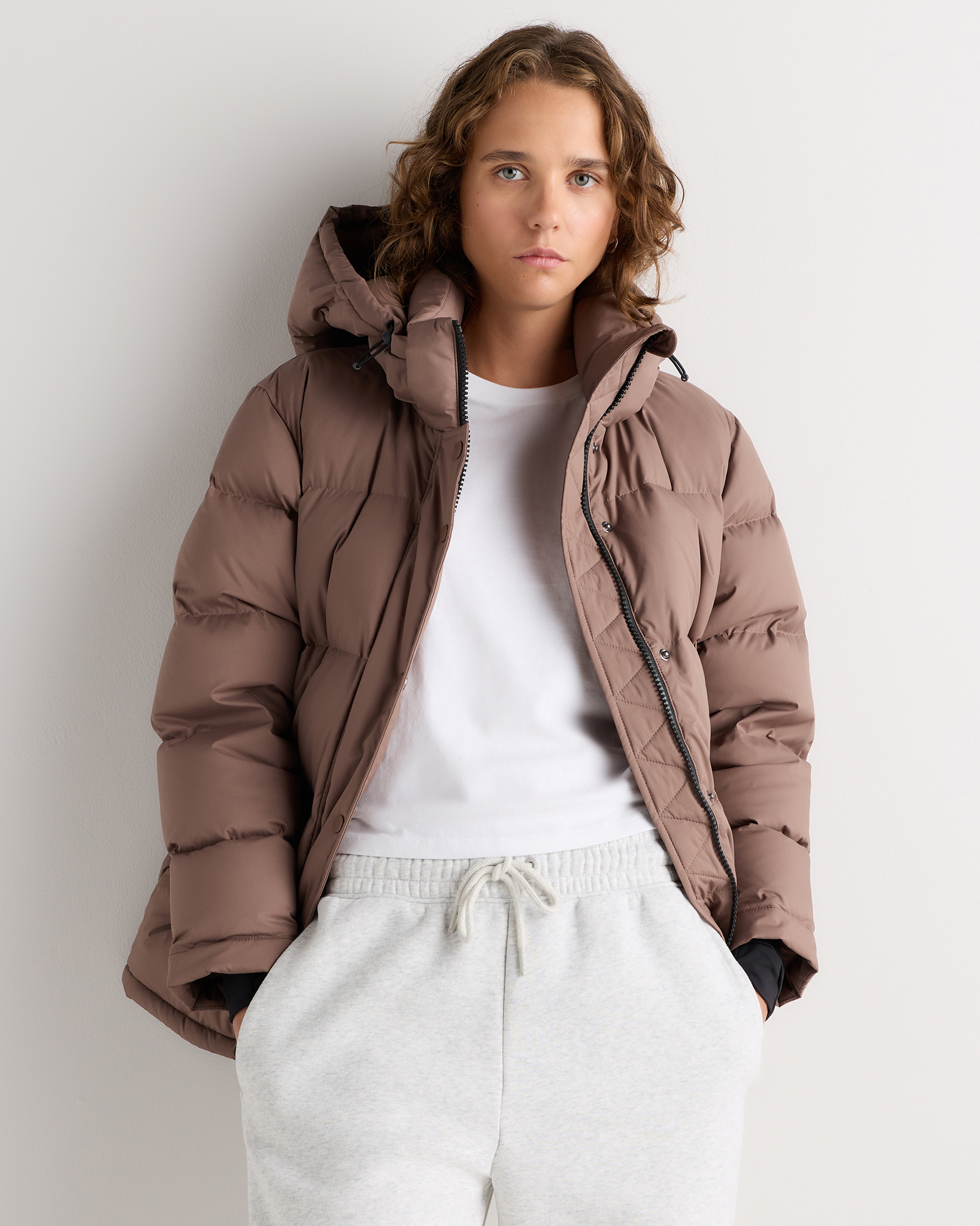 Hazel Brown Blouson matelassé en duvet responsable