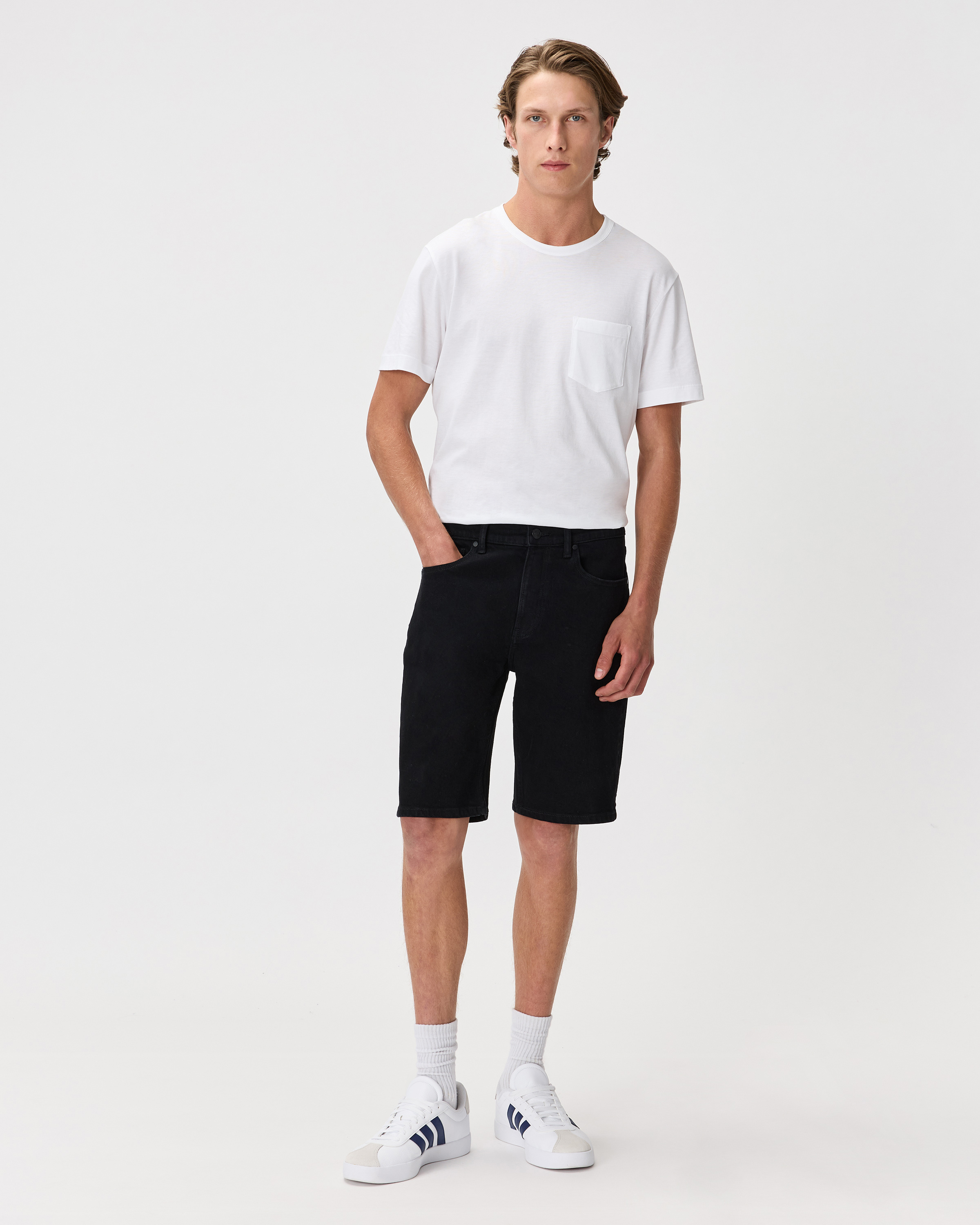【2plan】Teddy raw one tuck Bermuda denim LONGYIDA 2025 Denim Bermuda Shorts for Women Stretchy High