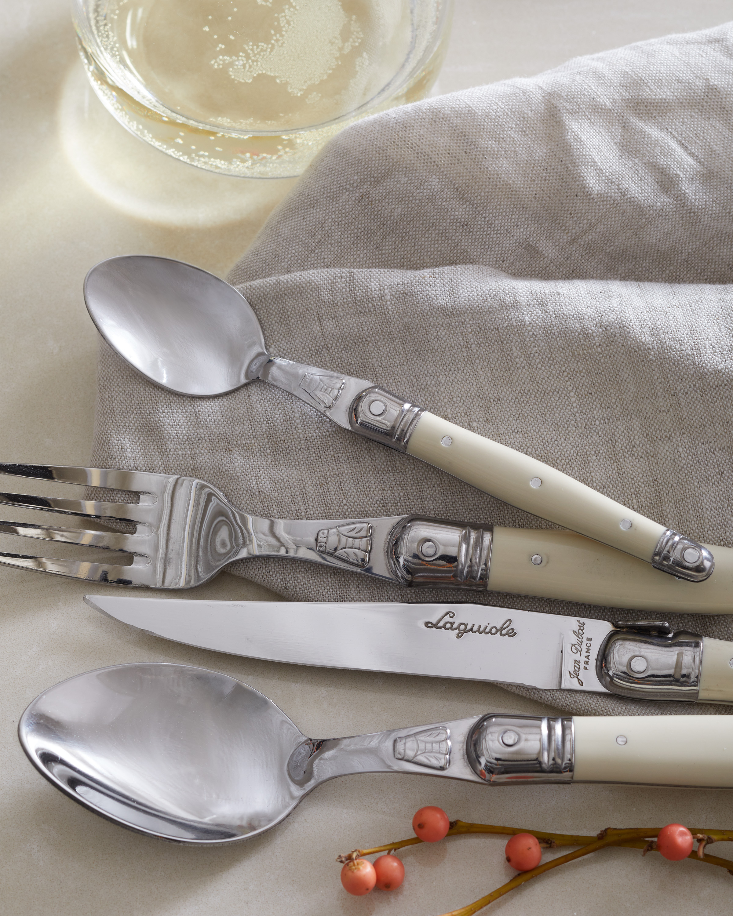 Jean Dubost Laguiole Flatware Set in Ivory
