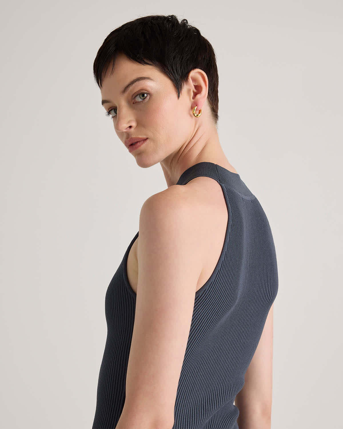 Quince Women's High Neck Ribbed Knit Mini Dress, Grey, Size XL - Comfortable & Flattering with Ottoman Stitching, Recycled Material Blend Quince Women's High Neck Ribbed Knit Mini Dress, Grey, Size XL - Comfortable & Flattering with Ottoman Stitching, Recycled Material Blend