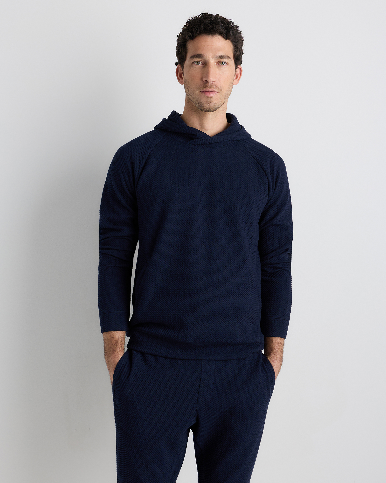 Deep Navy Waffle Knit Hoodie