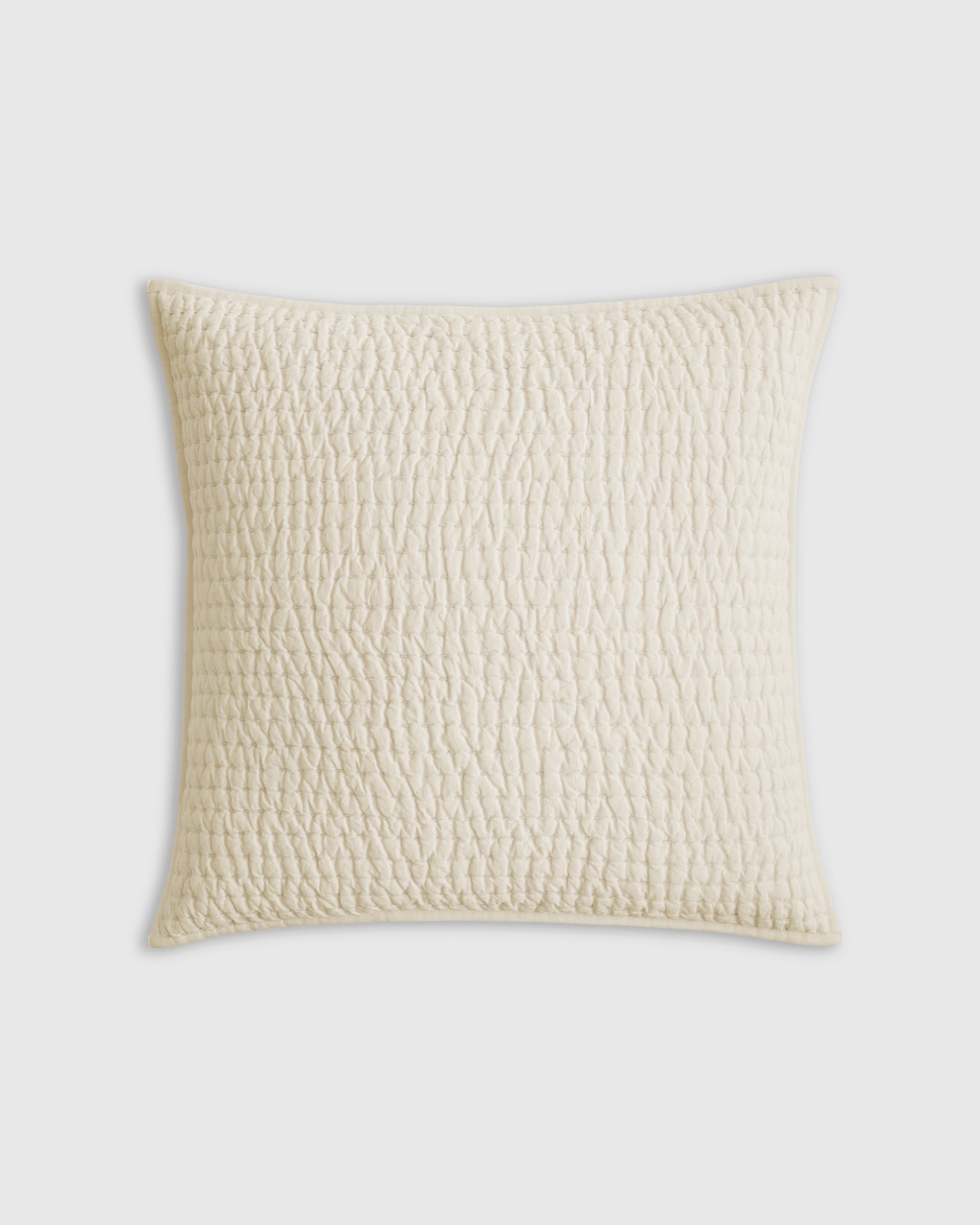 Ivory European Linen Cotton Stitch Quilted Euro Sham