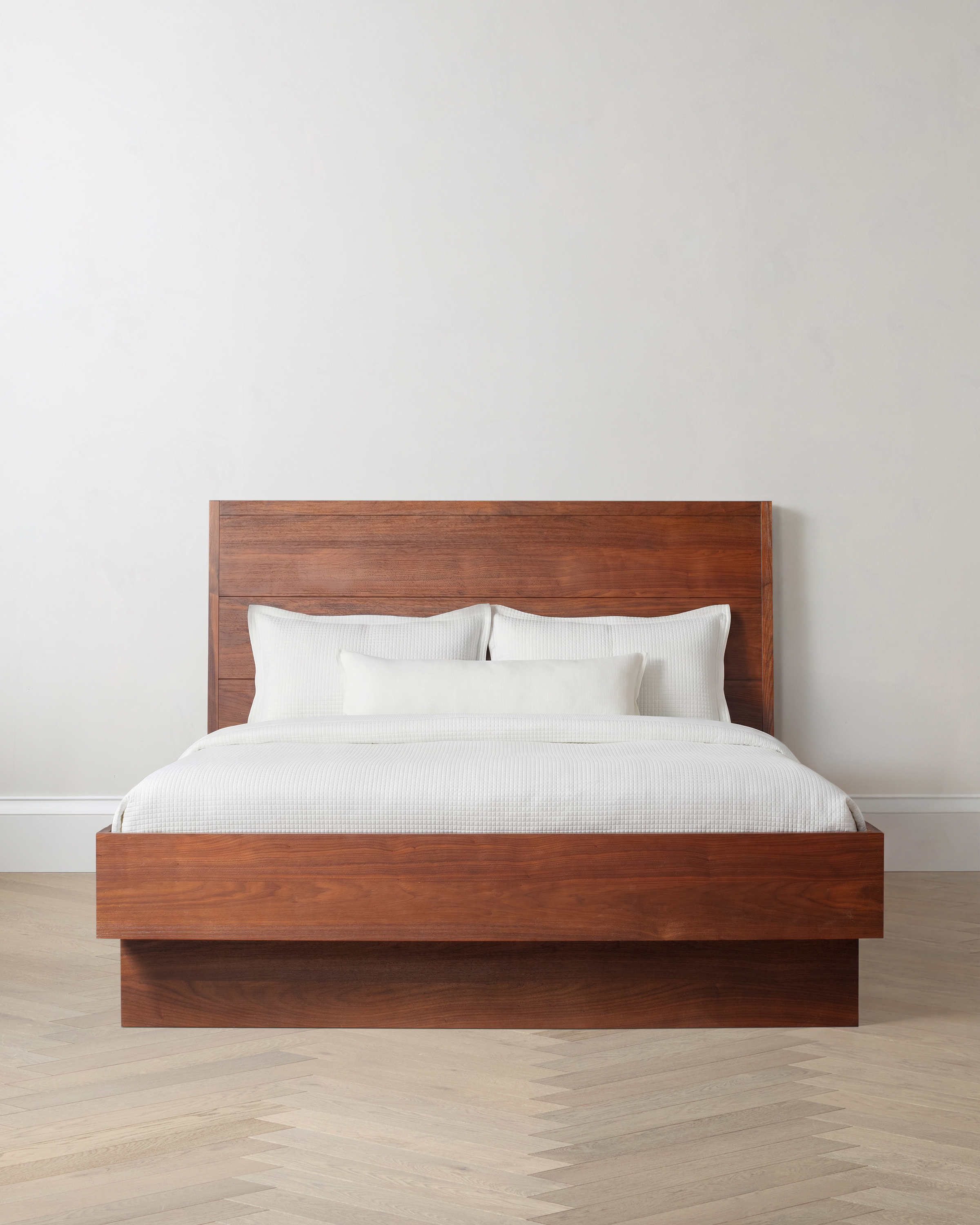 Walnut Brown Solid Wood Platform Bed