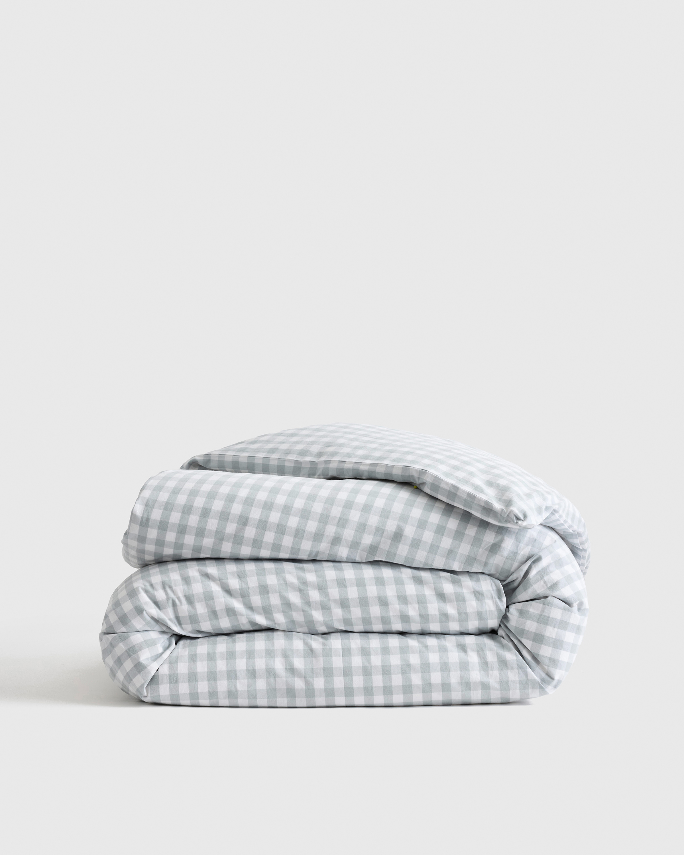 Blue Fog Classic Organic Percale Gingham Duvet Cover