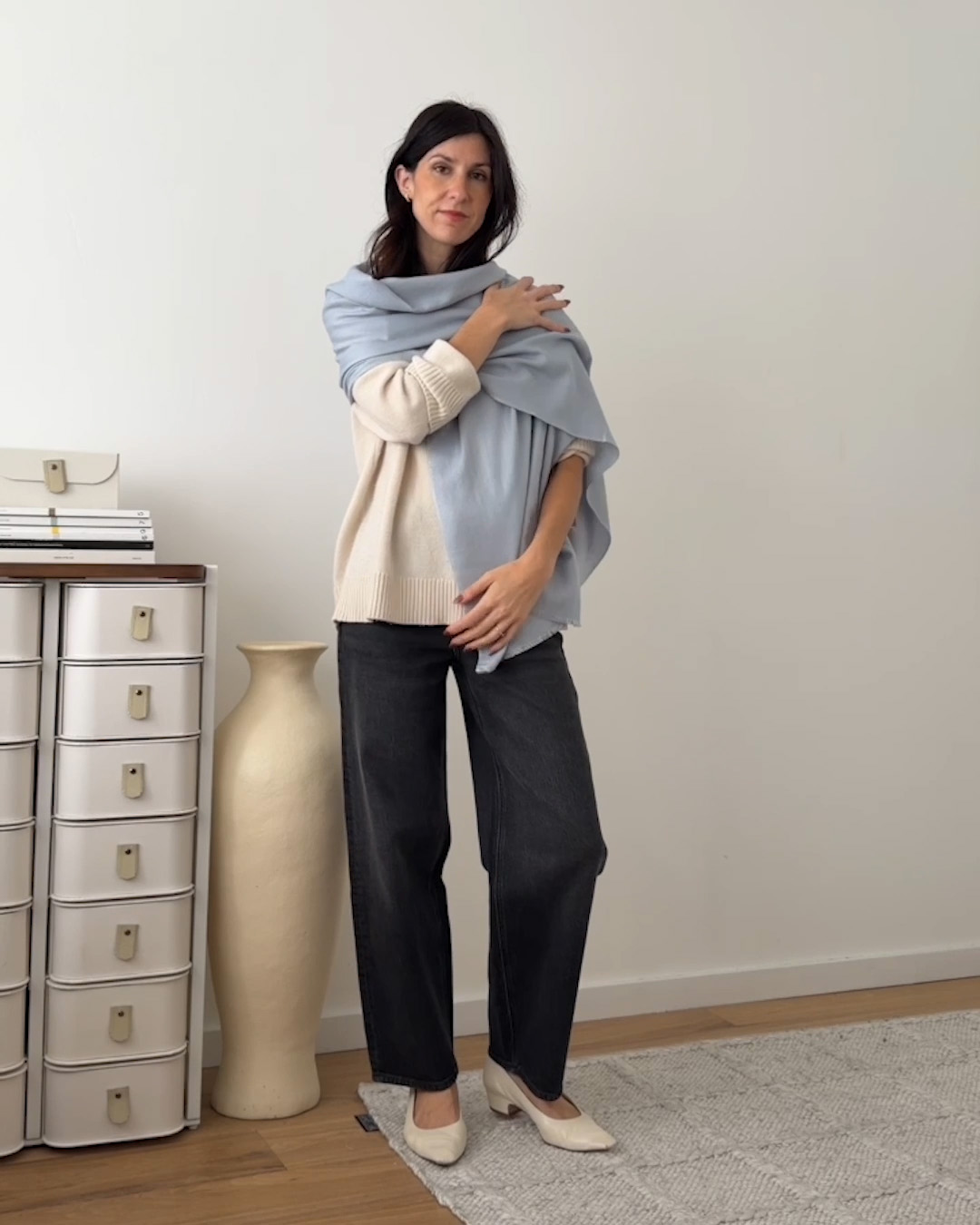 Featherweight Cashmere Silk Frayed Edge Scarf Jamie-Lee Burns Multi 4x5 Thumbnail v3