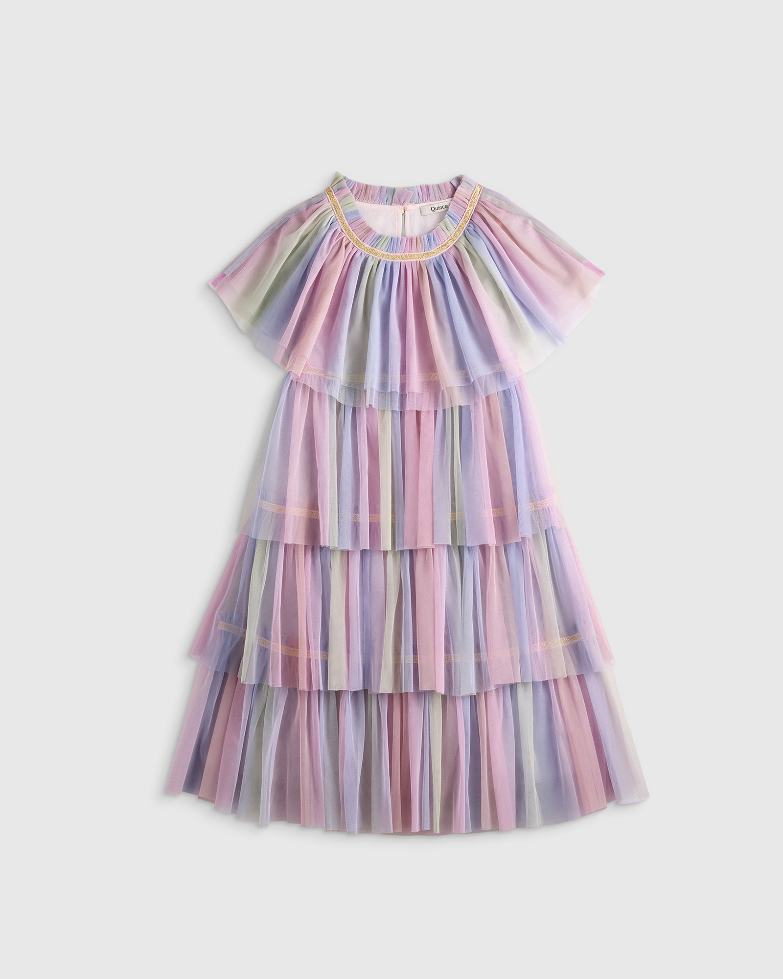 Rainbow Recycled Tulle Tiered Dress