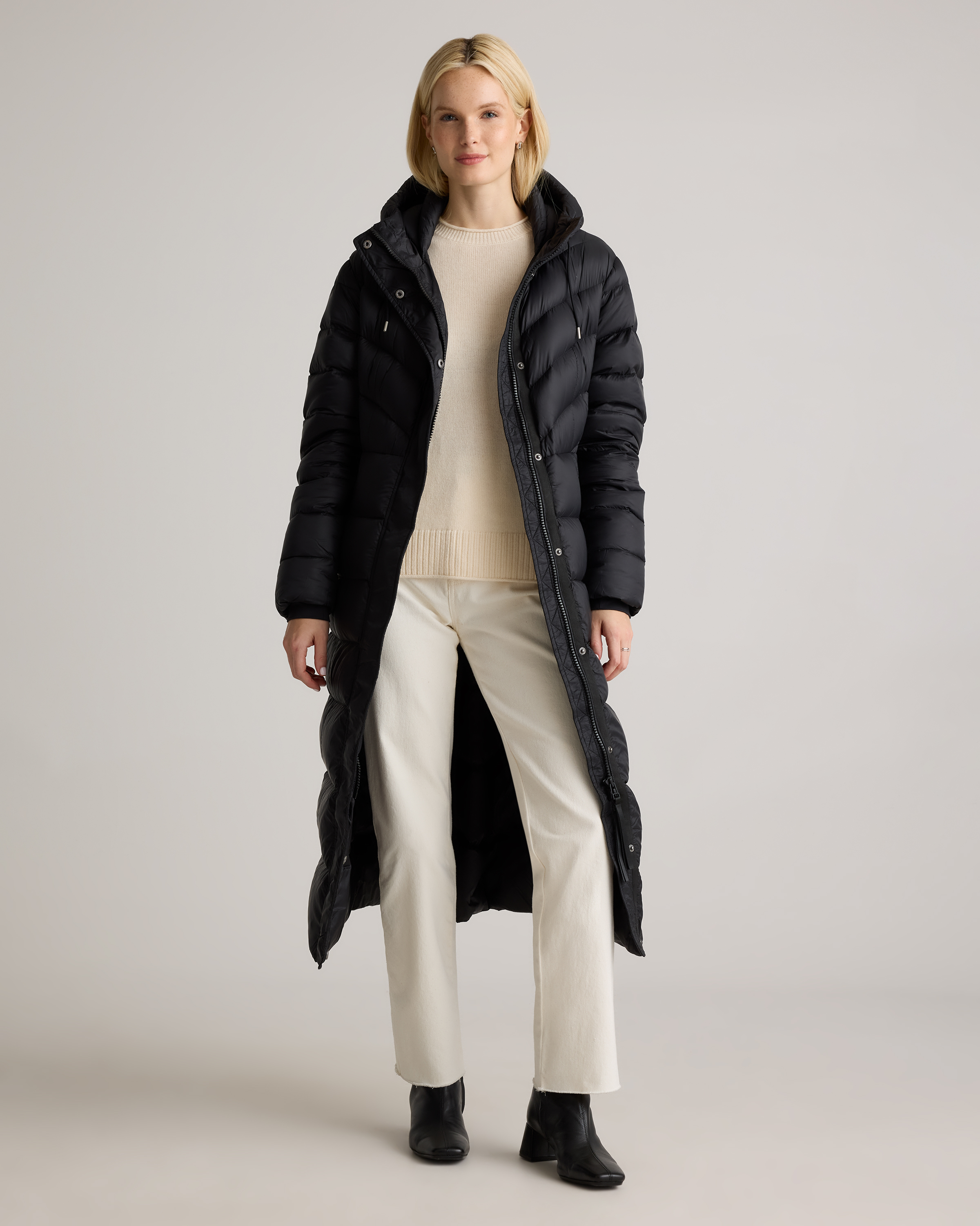 Typing Petite Long Belted Puffer Jacket Responsible Down Belted