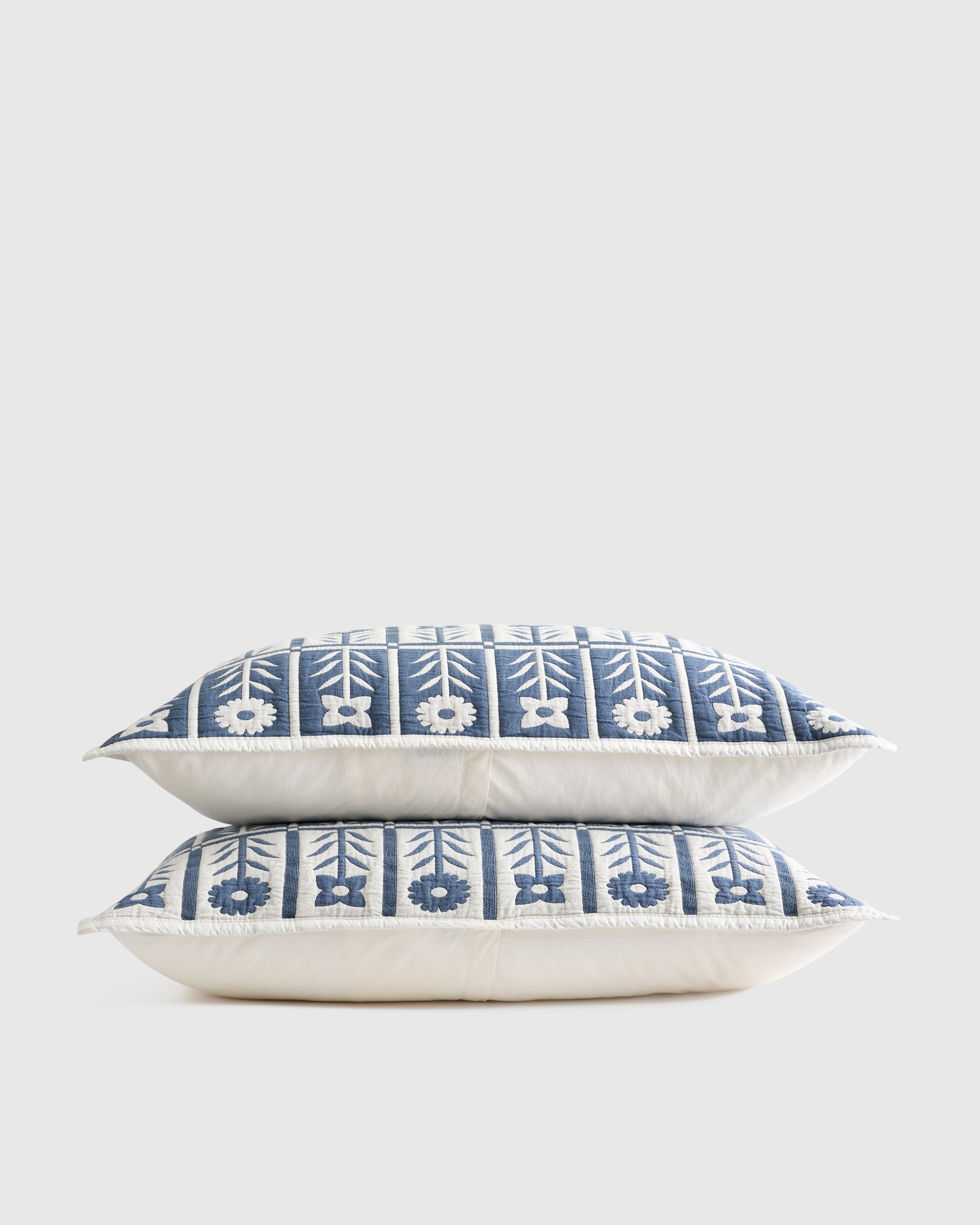 Organic Cotton Jacquard Floral Sham Set, Standard, Glacier Blue