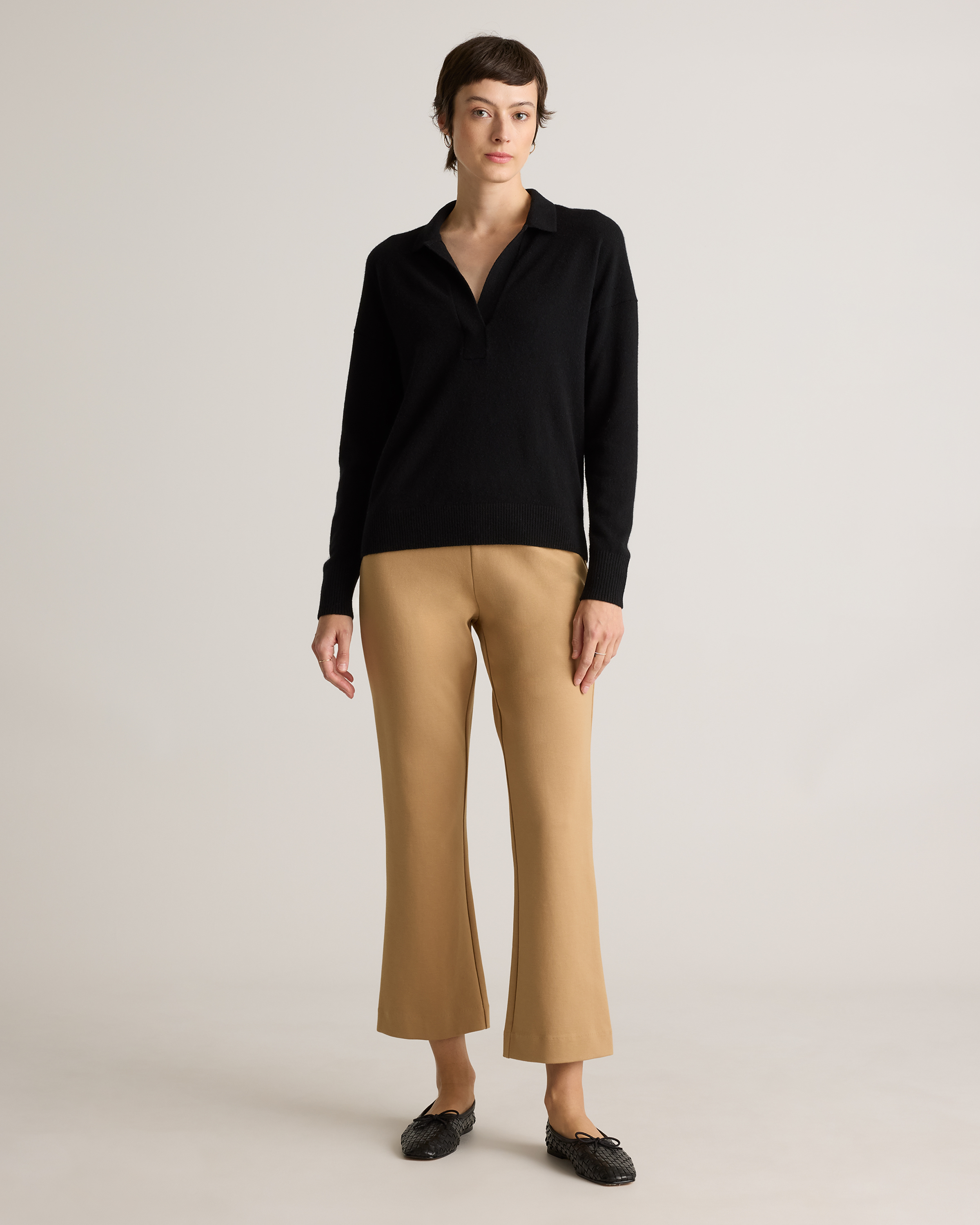 slim fit dress slacks dear scarlett magic black kick flare pull on pants suit separates – rivers  + roads boutique main image 1