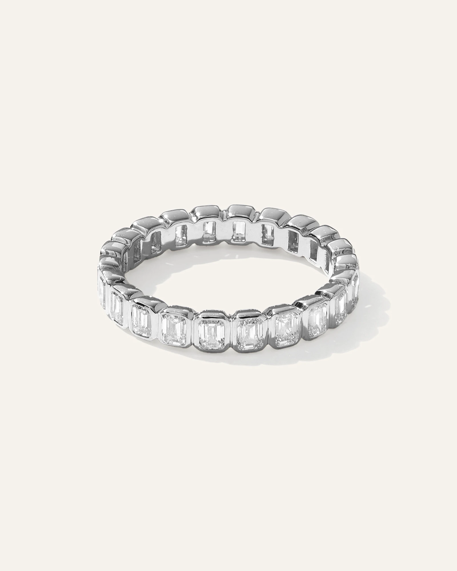 Lab Grown Diamond Emerald North-South Bezel Eternity Band