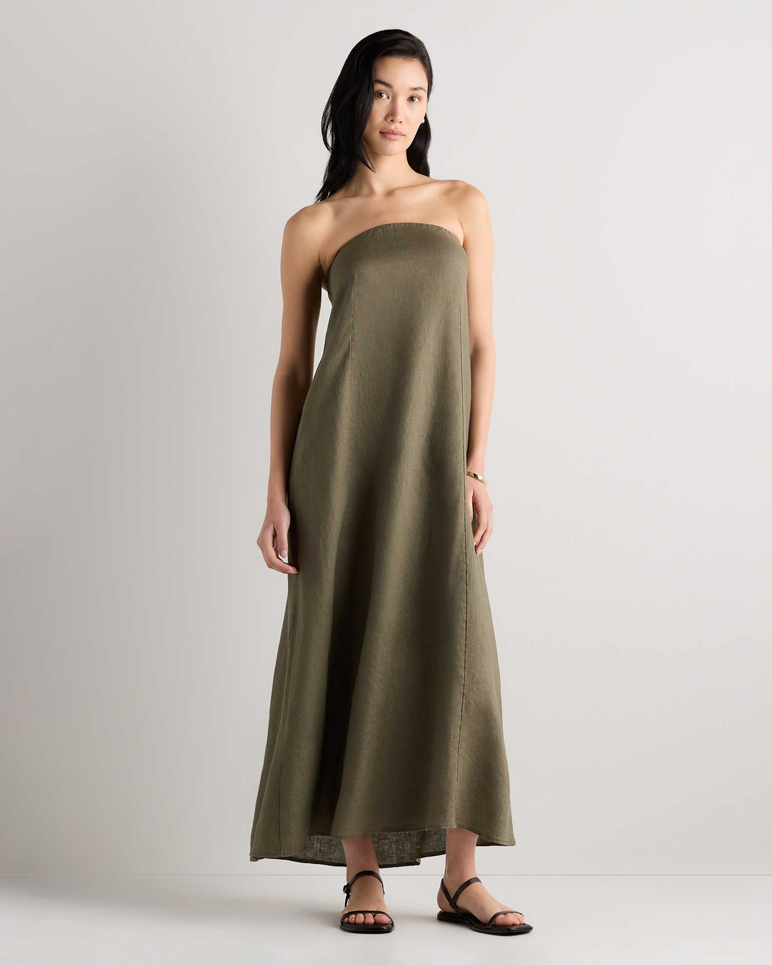 olive green linen maxi dress Halvar Maxi Dress Khaki LUXMII