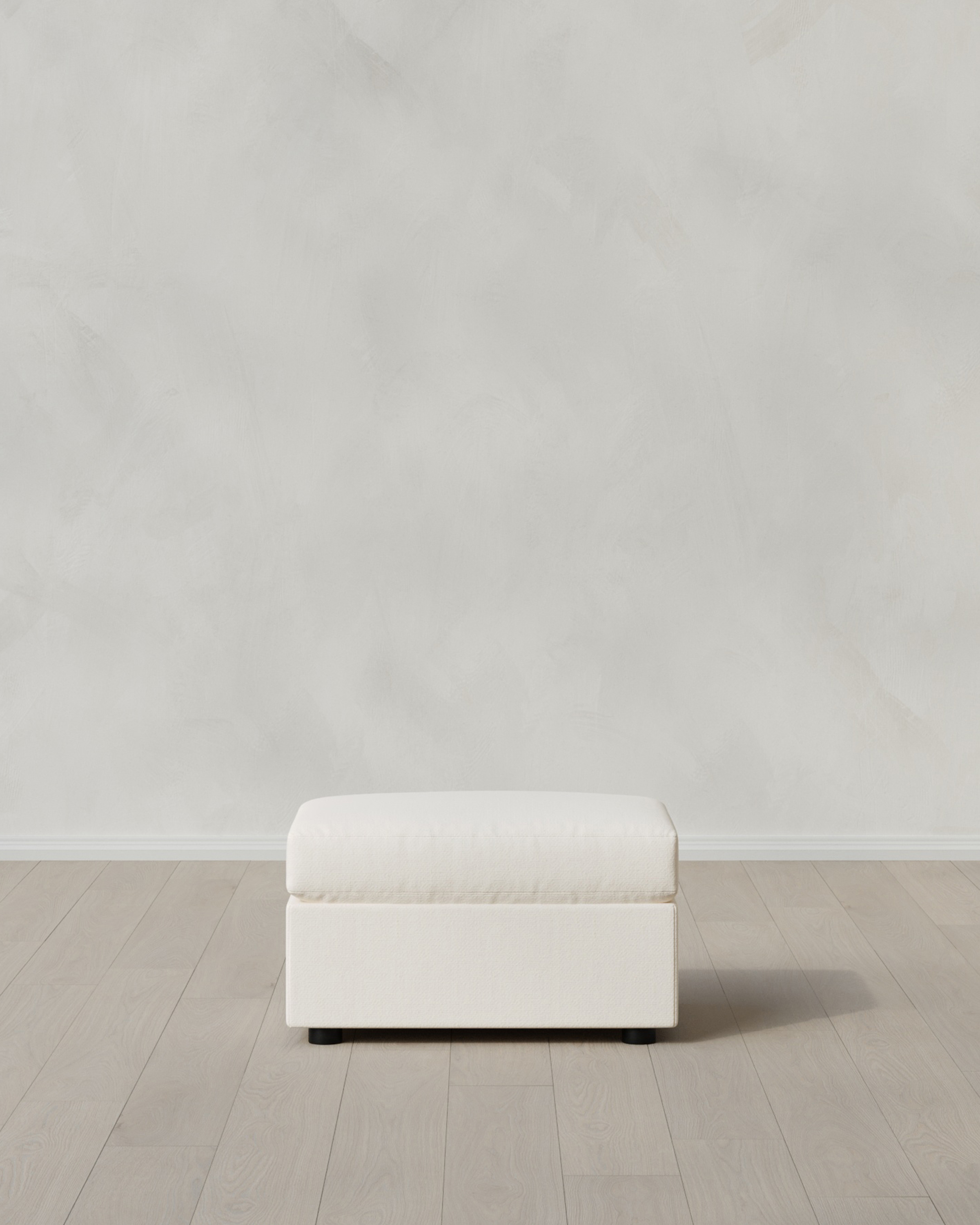 Marshmallow Brennan Ottoman in Performance Chenille Linen Blend