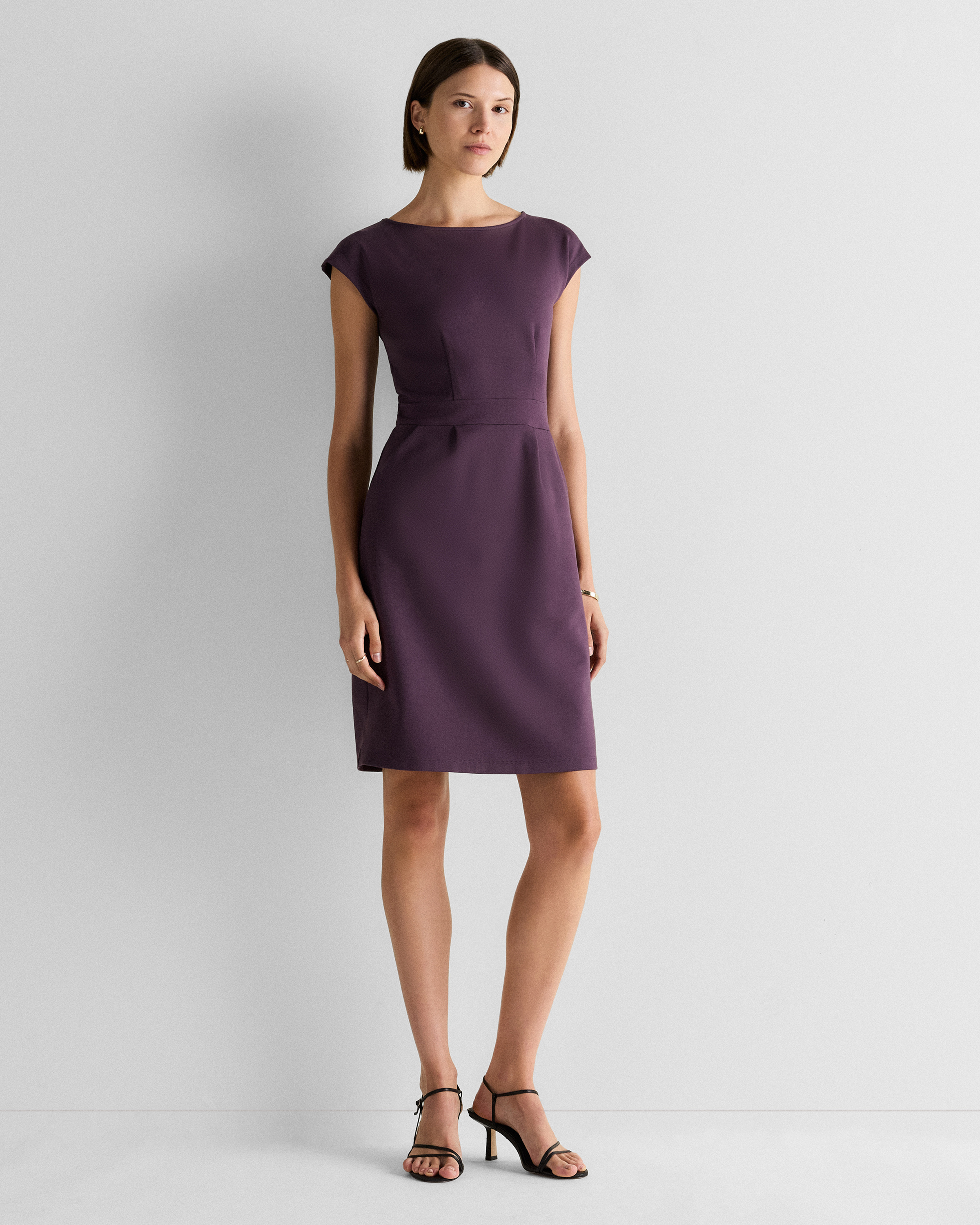 Dark Orchid Purple Robe à manches courtes en ponte ultra-extensible